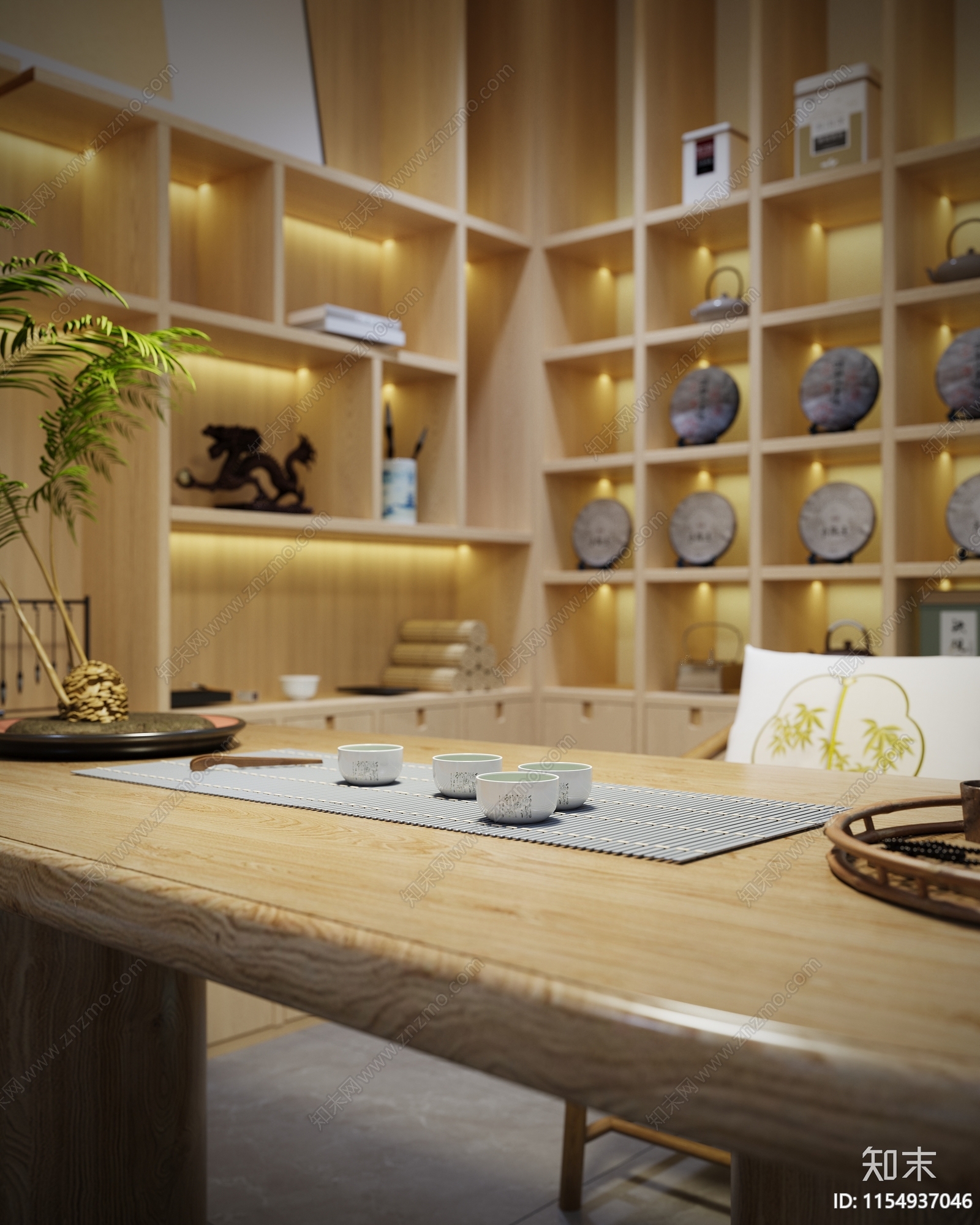 新中式茶叶店3D模型下载【ID:1154937046】