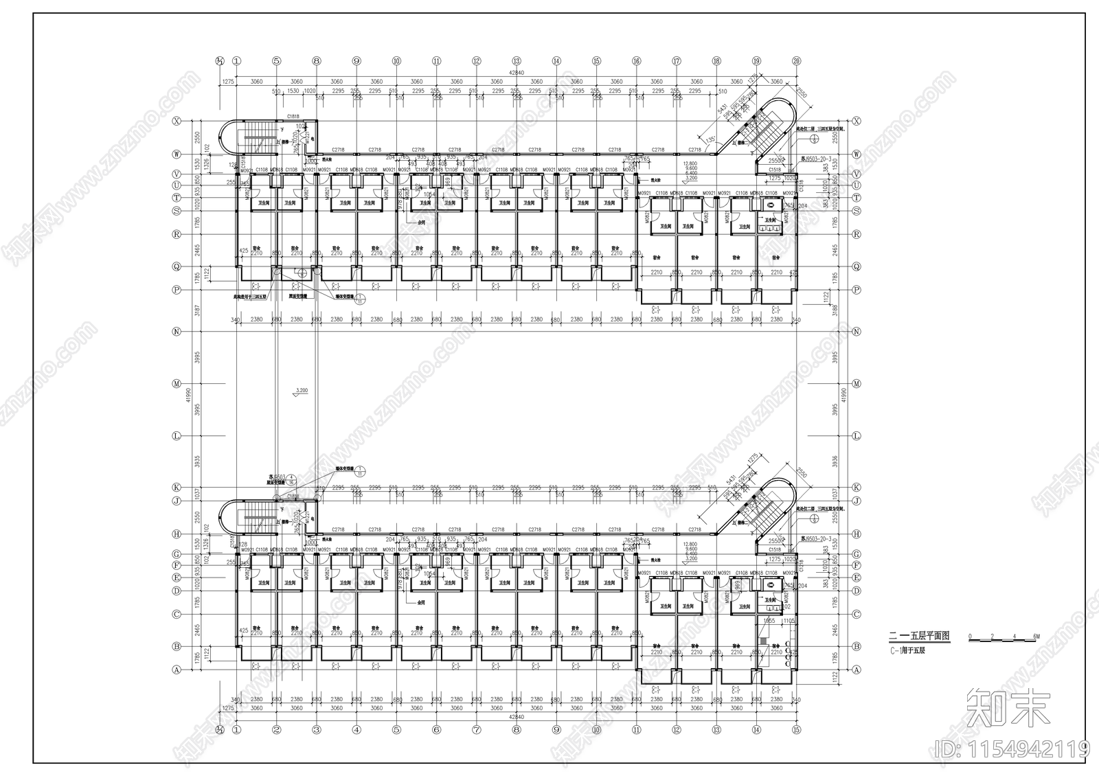 学生宿舍建筑图cad施工图下载【ID:1154942119】