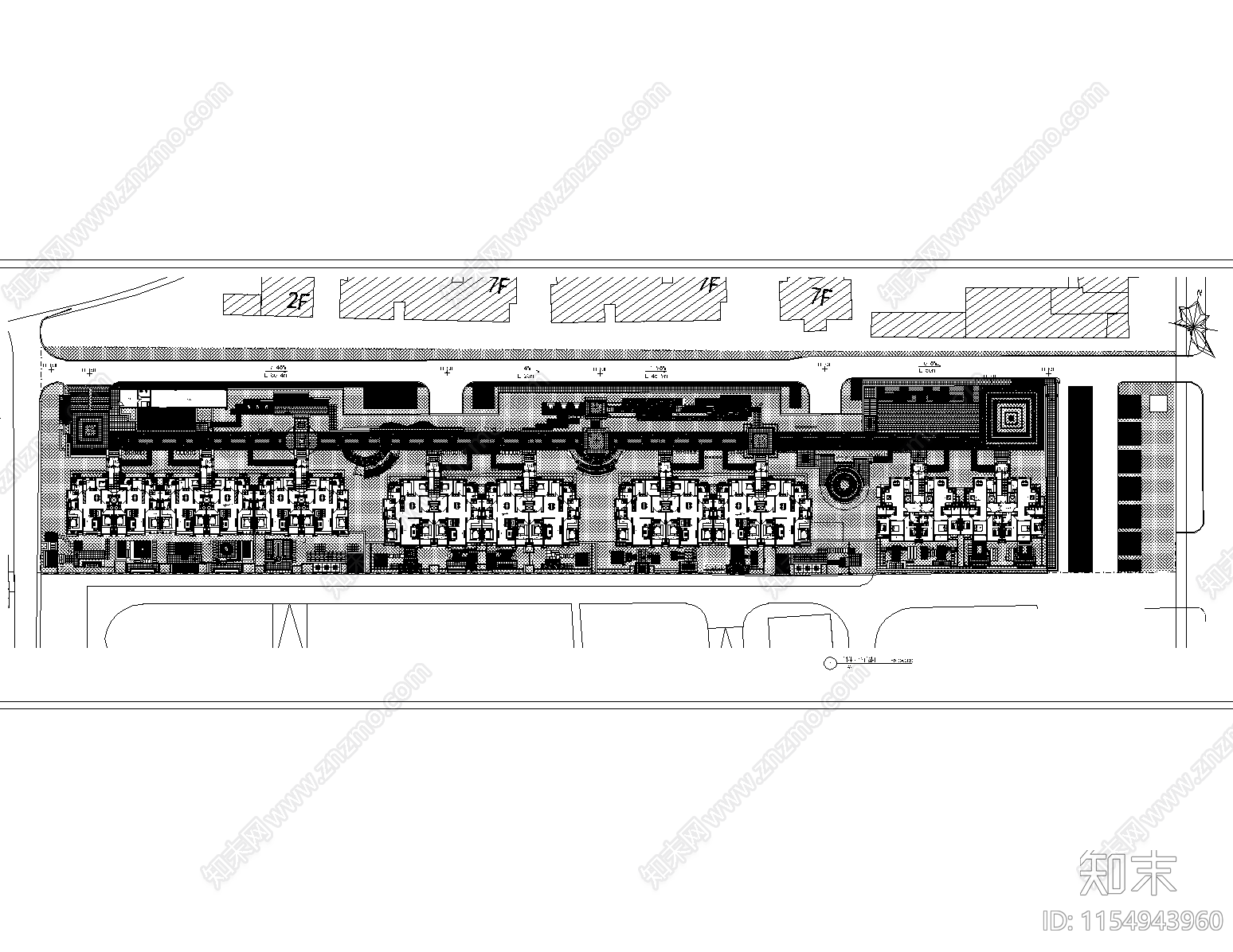 住宅小区园林景观设计总平面图cad施工图下载【ID:1154943960】