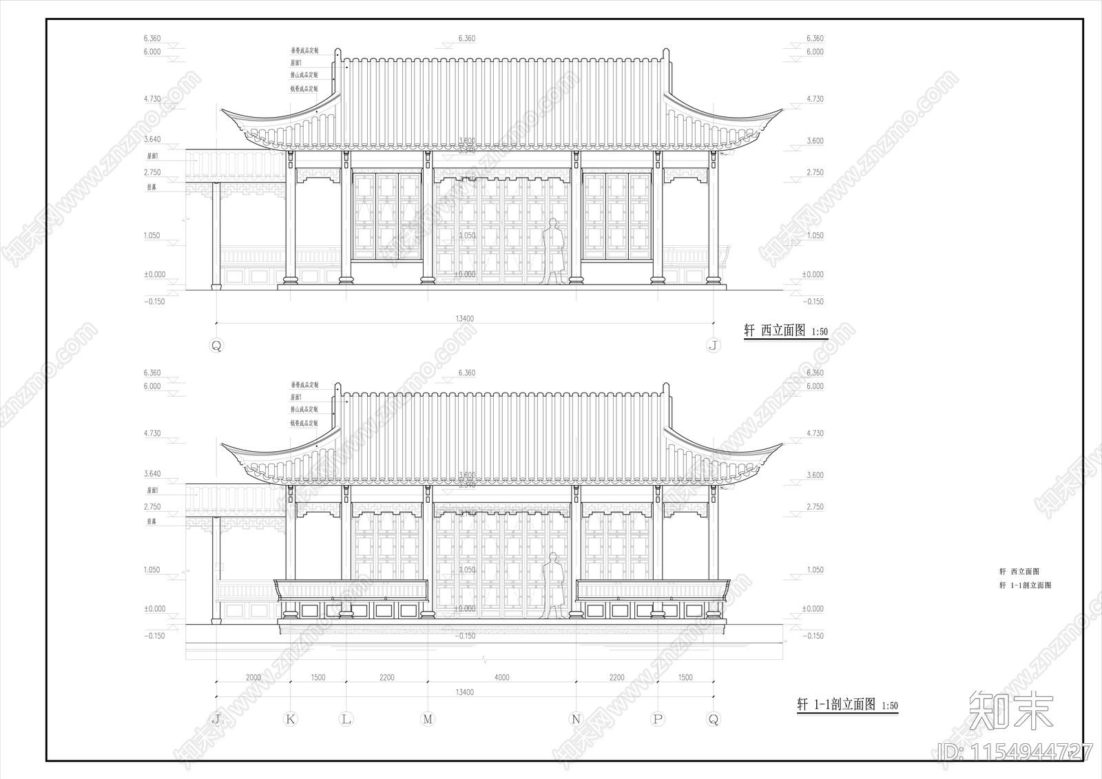 古建轩一临水cad施工图下载【ID:1154944727】