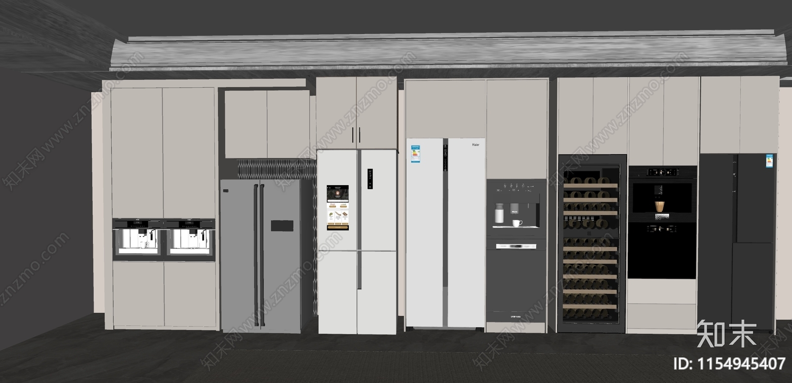 现代冰箱柜SU模型下载【ID:1154945407】