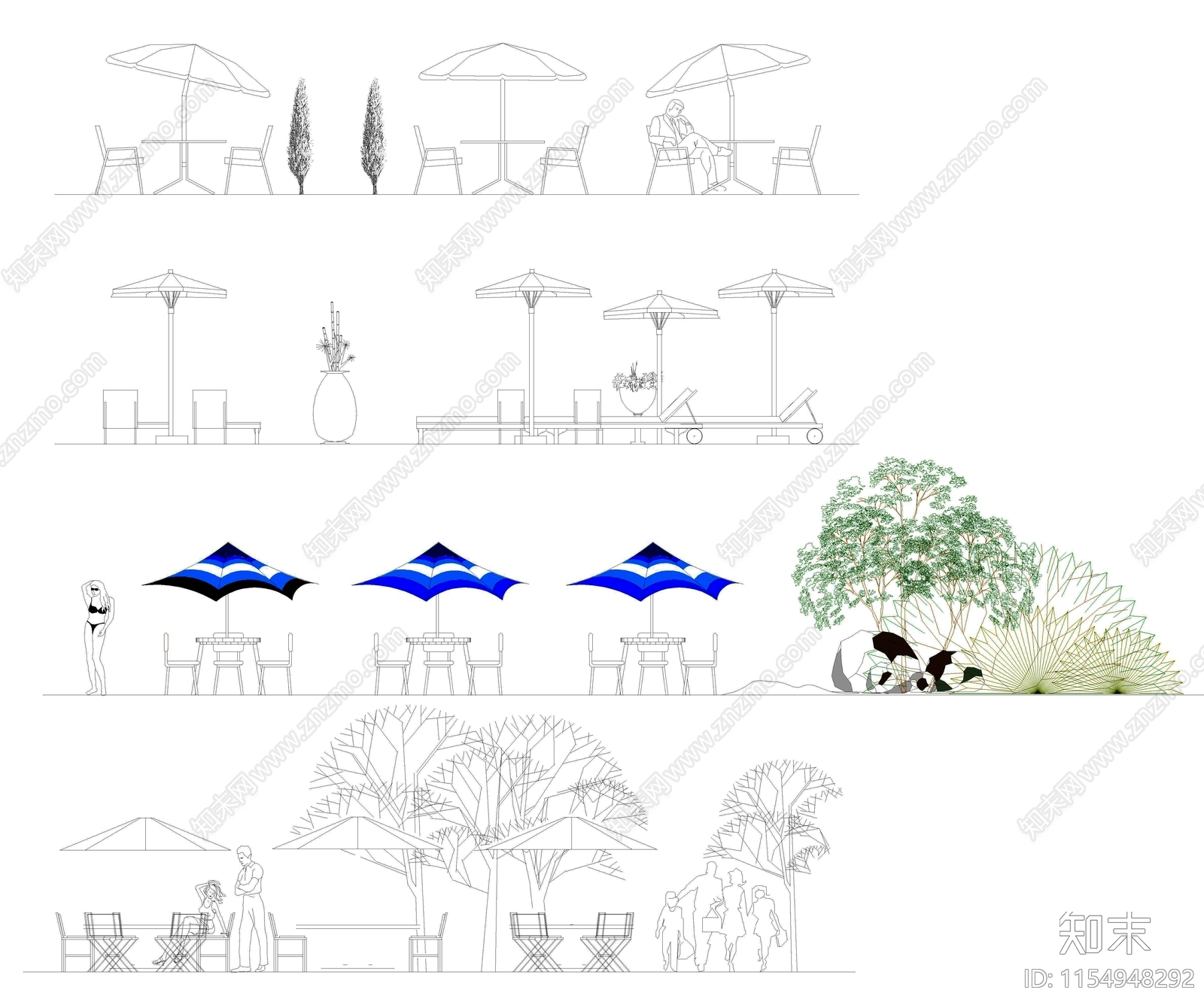 2024户外座椅景观图库cad施工图下载【ID:1154948292】