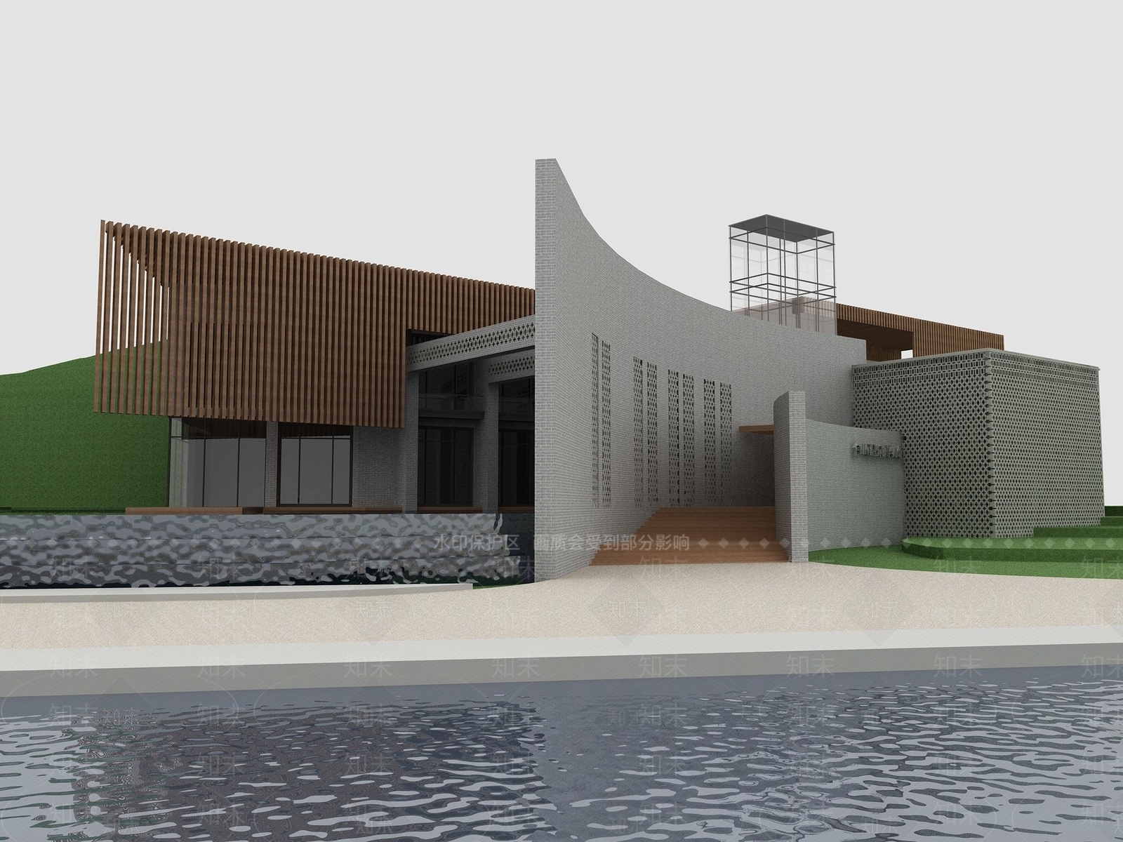 现代展览馆建筑SU模型下载【ID:1154955125】