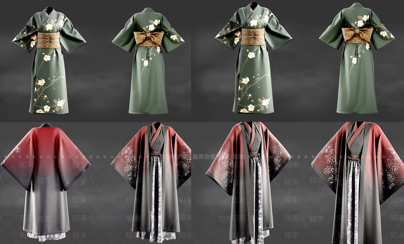 和服服装组合SU模型下载【ID:1154957962】