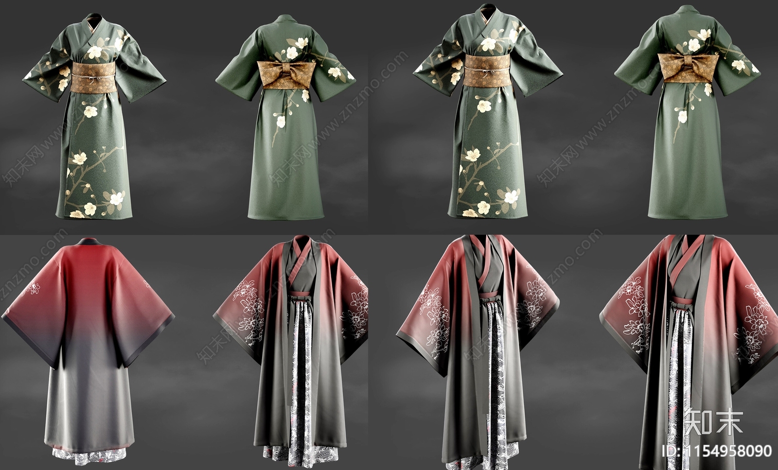 和服服装组合3D模型下载【ID:1154958090】