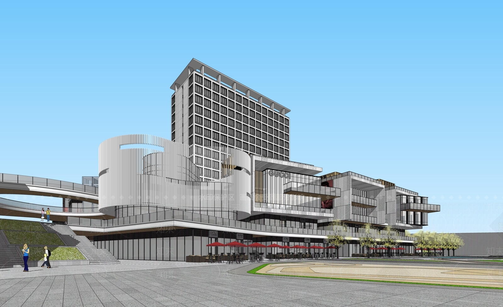现代商场建筑SU模型下载【ID:1154958471】