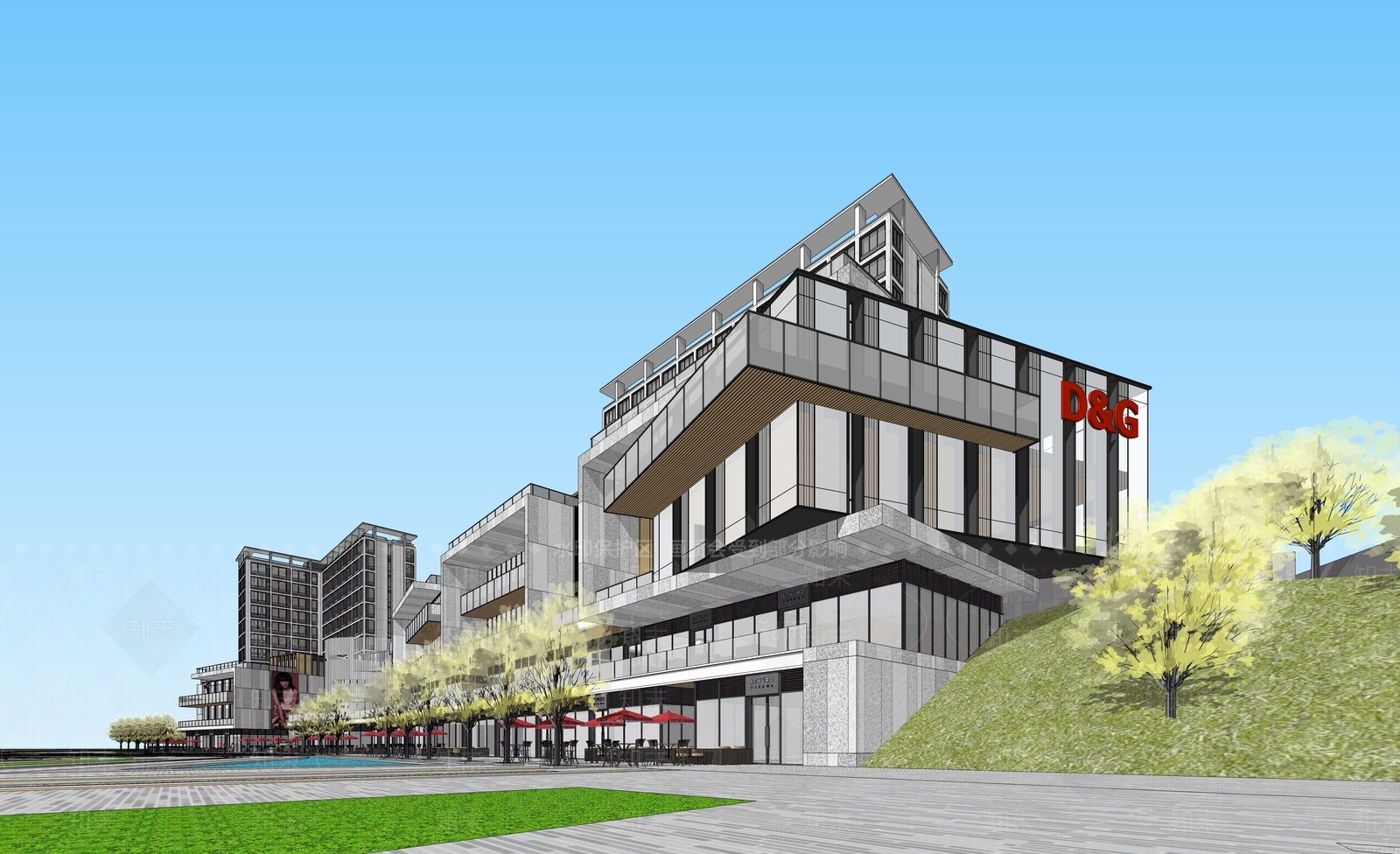 现代商场建筑SU模型下载【ID:1154958471】