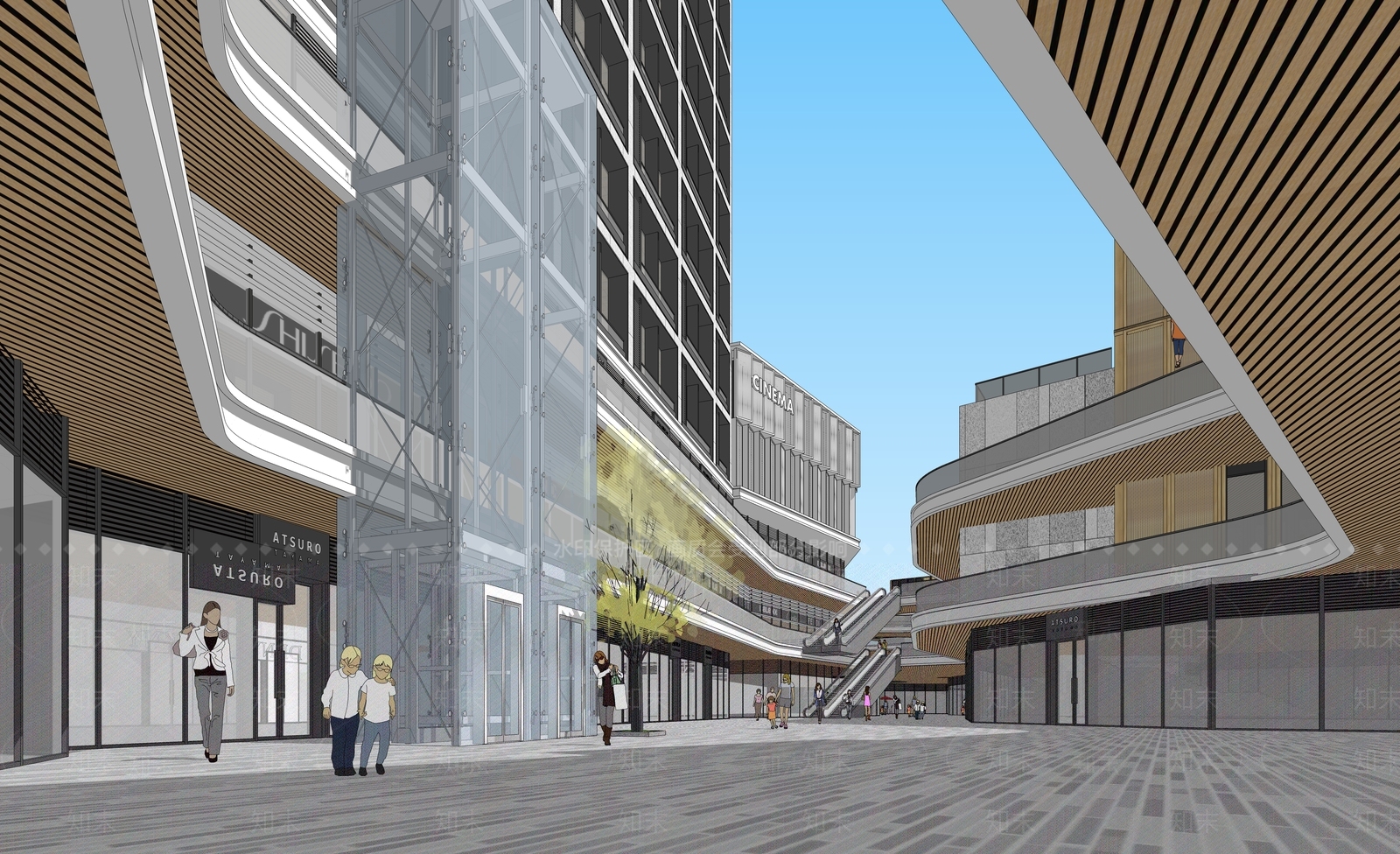 现代商场建筑SU模型下载【ID:1154958471】