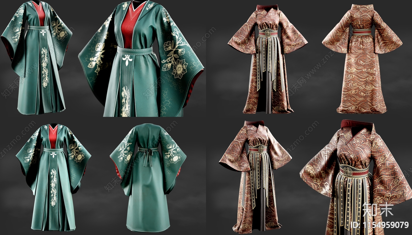 唐朝女士汉服组合3D模型下载【ID:1154959079】