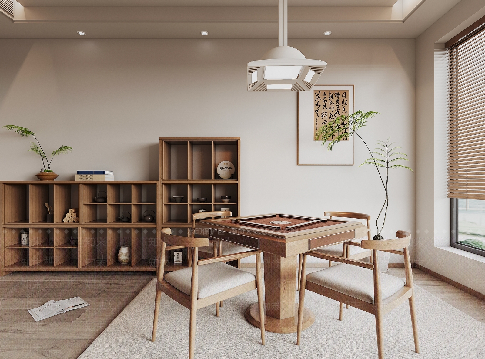 矮款原木储物架茶柜3D模型下载【ID:1227255113】