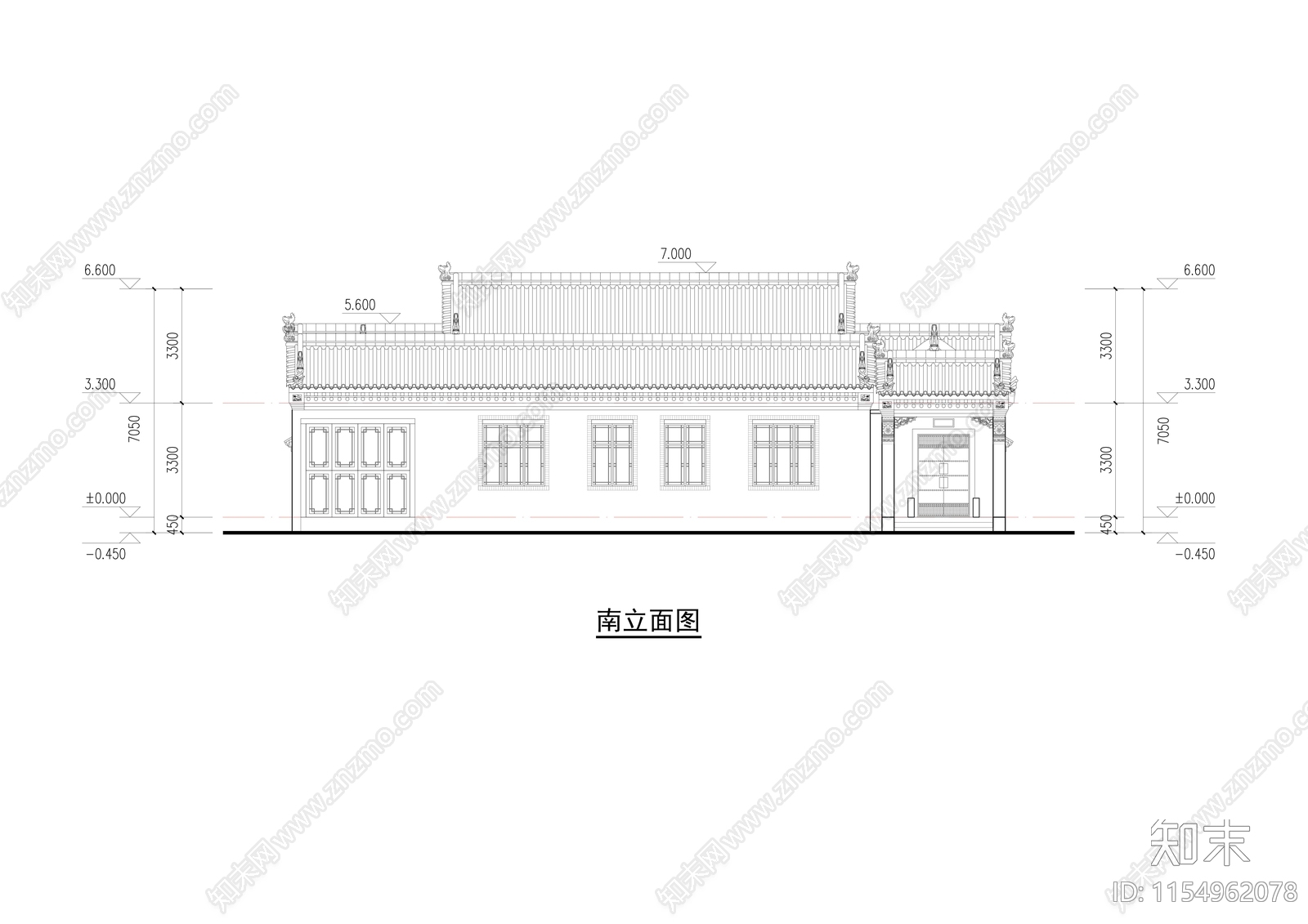 中式合院图纸和效果图施工图下载【ID:1154962078】