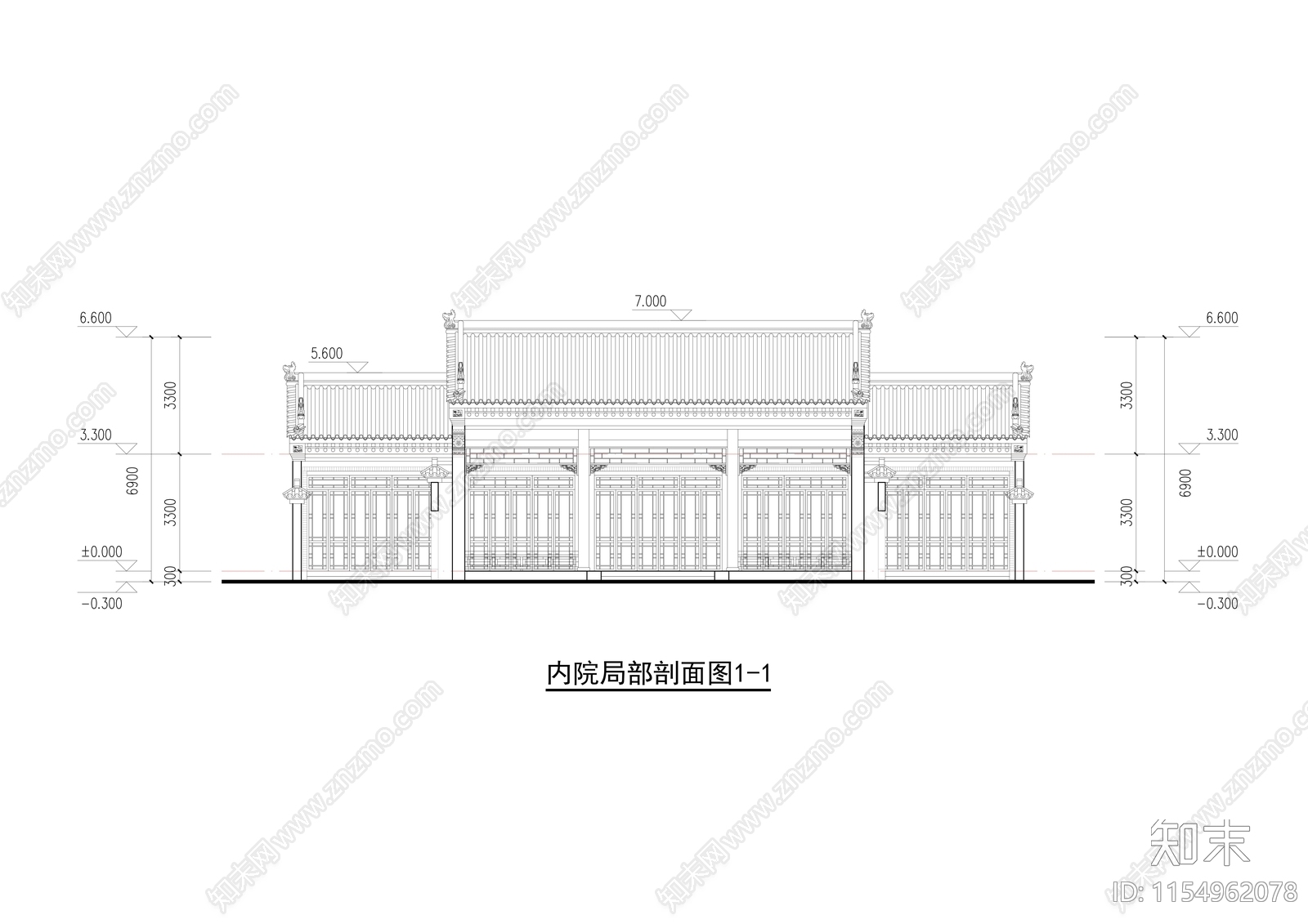 中式合院图纸和效果图施工图下载【ID:1154962078】