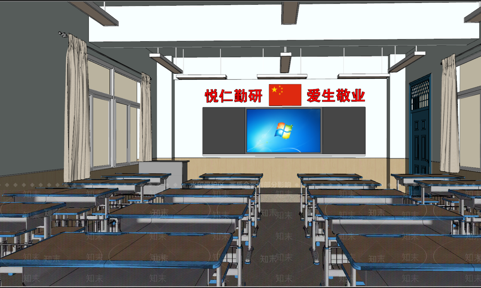 现代学校教室SU模型下载【ID:1154962507】