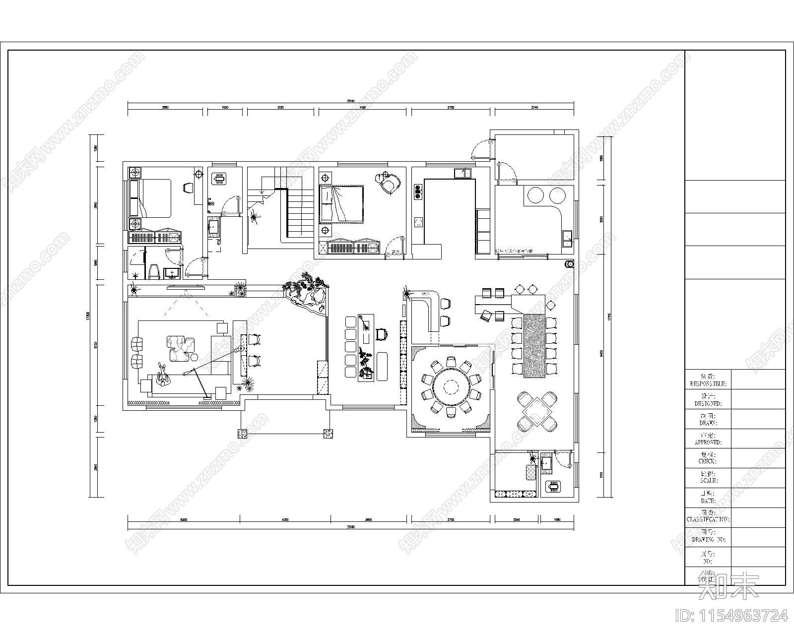 560平二层别墅室内平面布置图施工图下载【ID:1154963724】