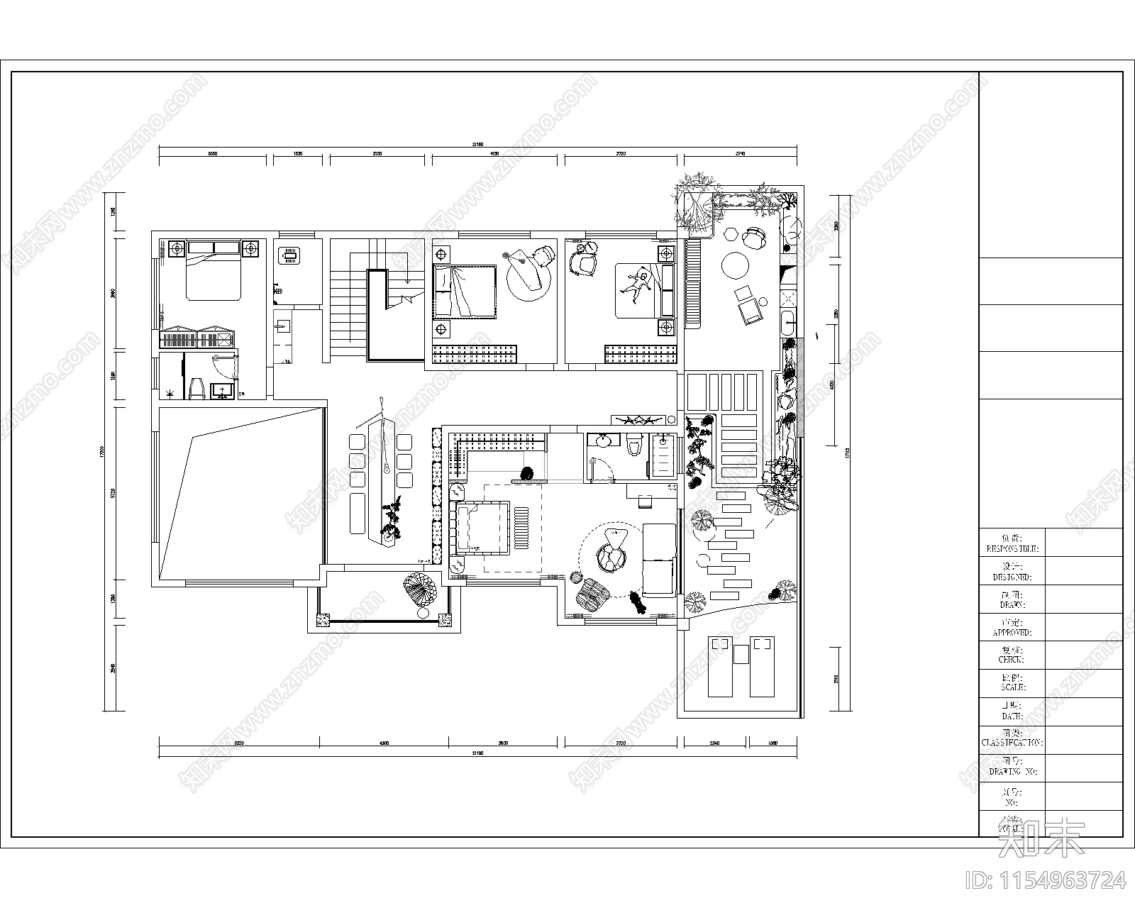 560平二层别墅室内平面布置图施工图下载【ID:1154963724】