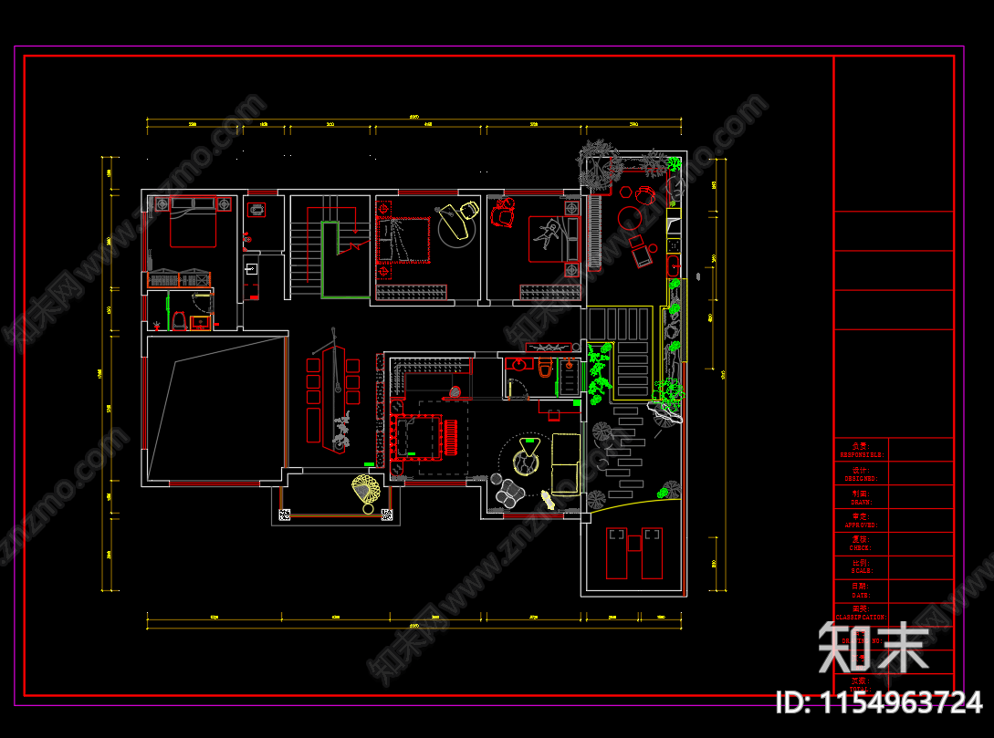 560平二层别墅室内平面布置图施工图下载【ID:1154963724】