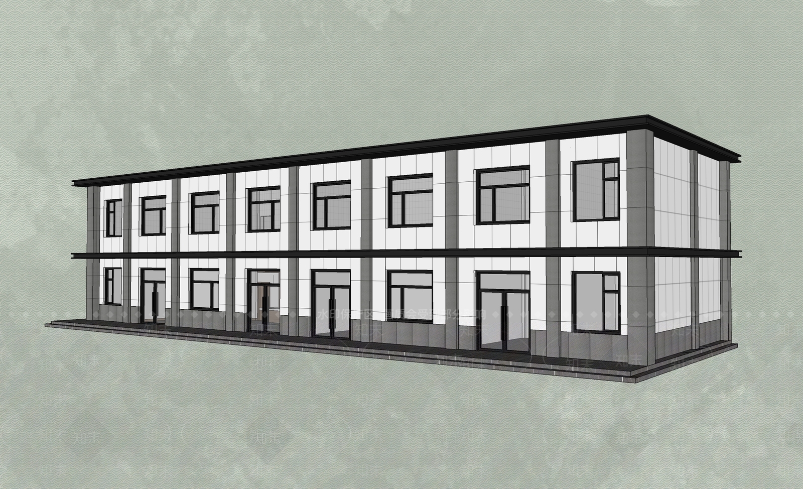 现代二层沿街商业建筑SU模型下载【ID:1154969938】