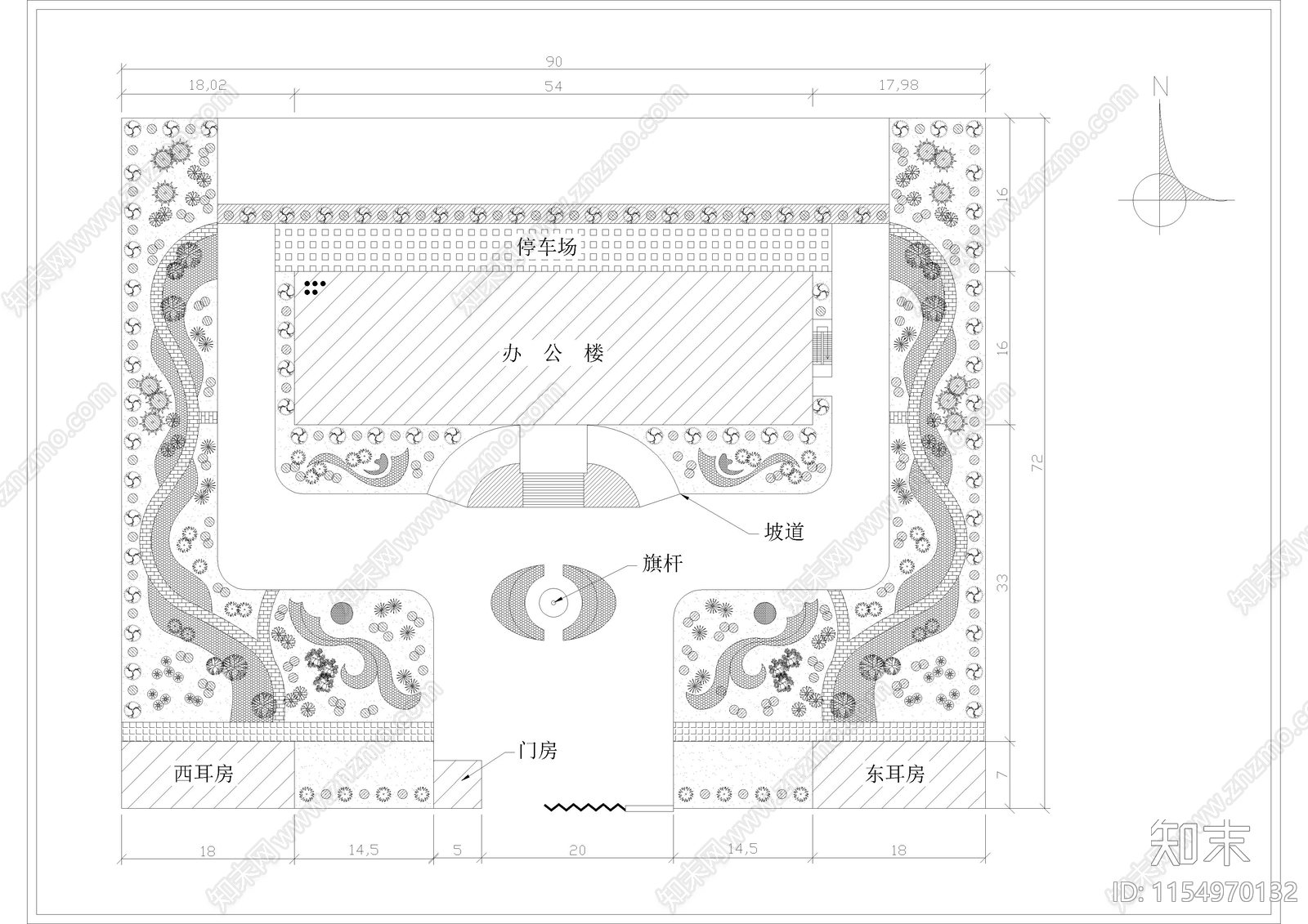 某机关绿化景观方案施工图下载【ID:1154970132】