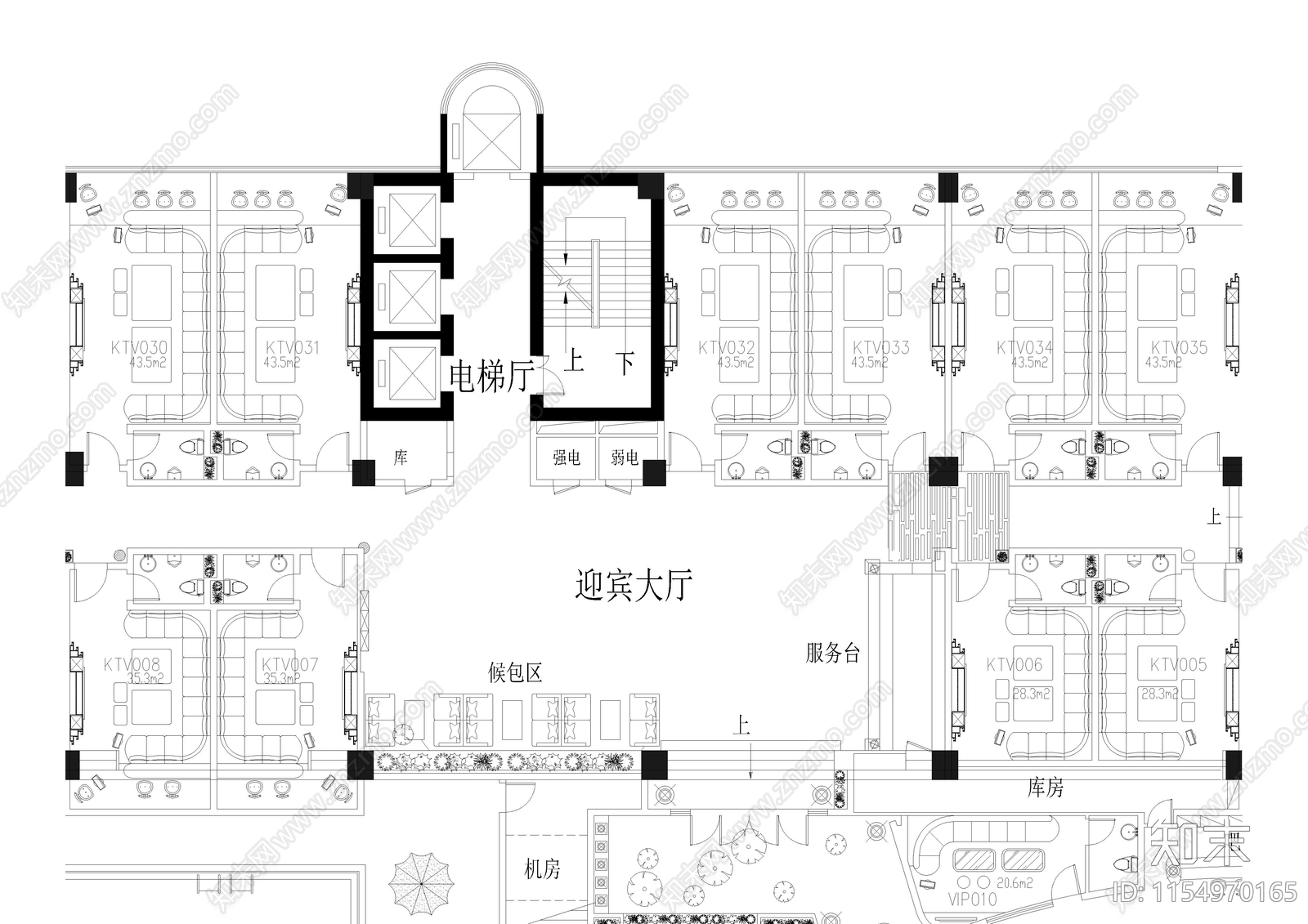 7430㎡酒吧cad施工图下载【ID:1154970165】