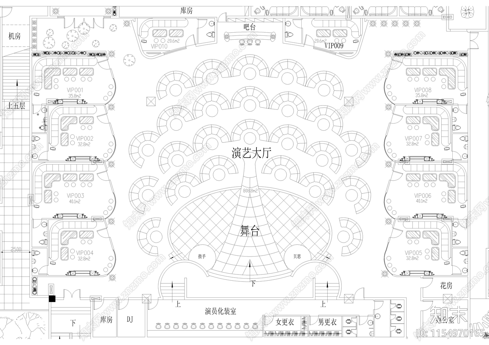 7430㎡酒吧cad施工图下载【ID:1154970165】