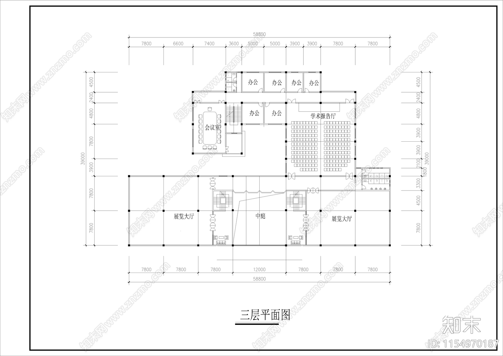 7500㎡文化艺术cad施工图下载【ID:1154970187】