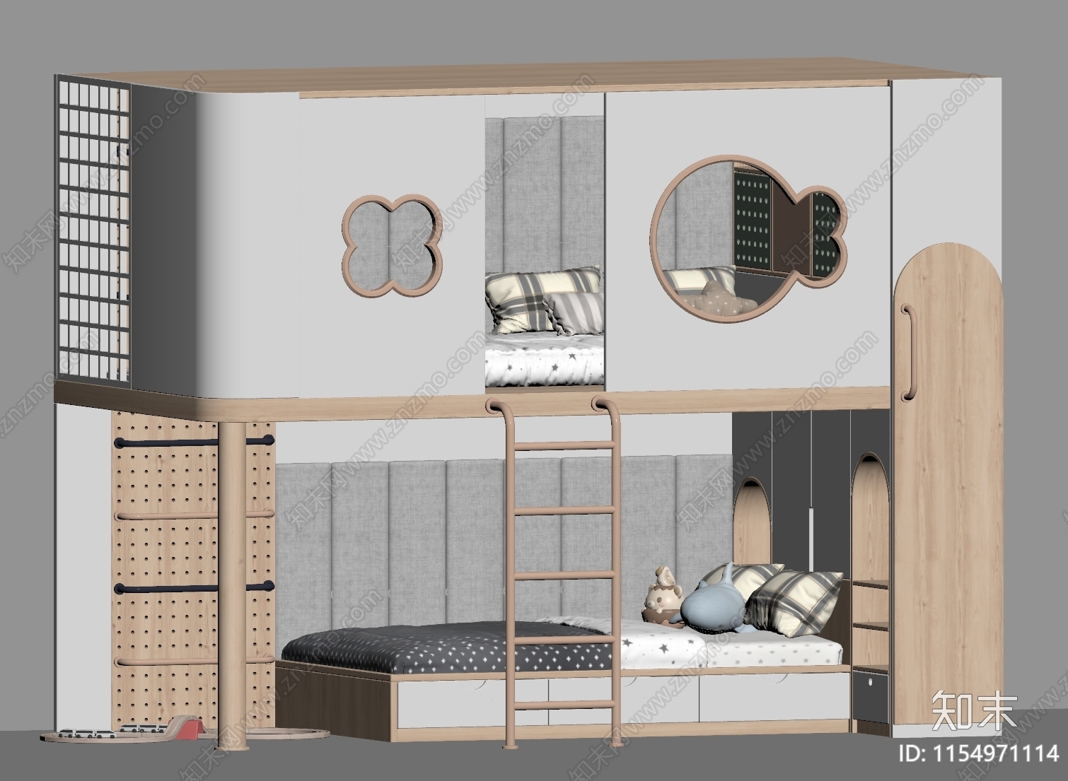 现代儿童上下床SU模型下载【ID:1154971114】