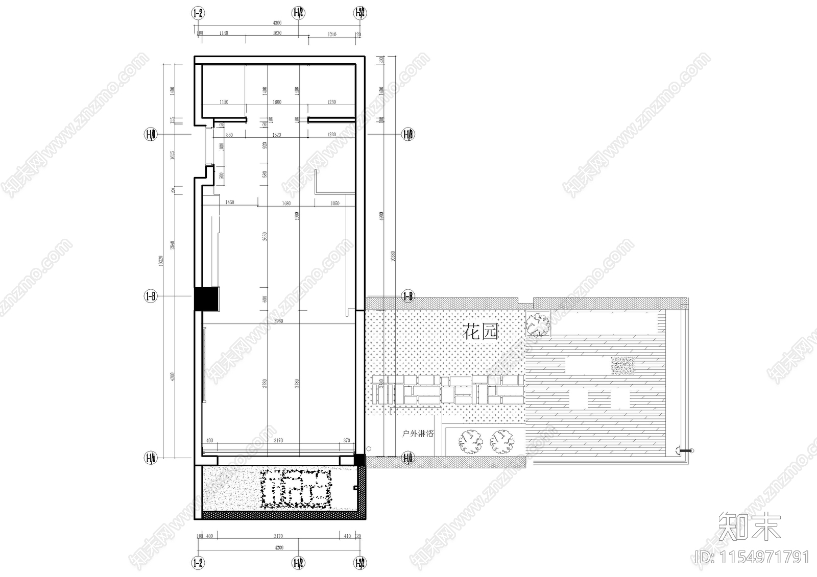 杭州民宿客房花cad施工图下载【ID:1154971791】