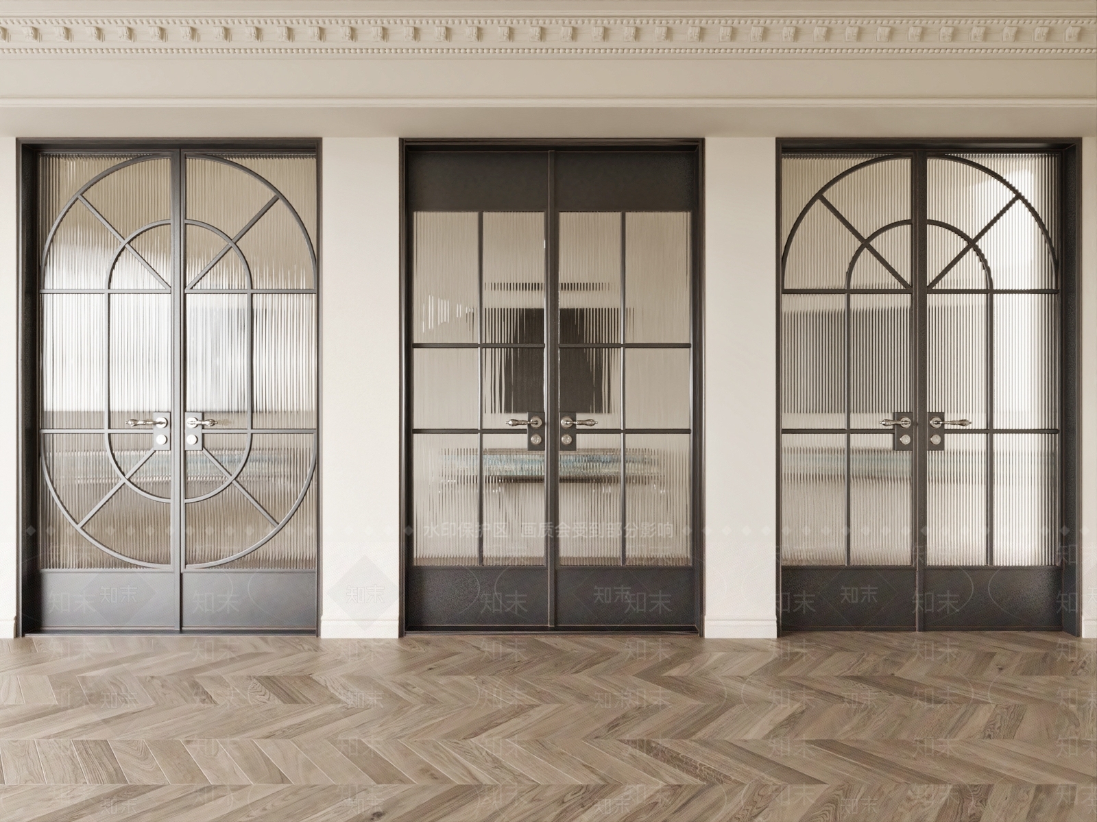 法式玻璃双开门3D模型下载【ID:1154972327】