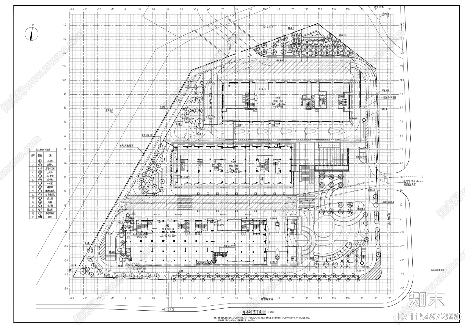 产业物流园厂房绿化种植设计cad施工图下载【ID:1154972880】