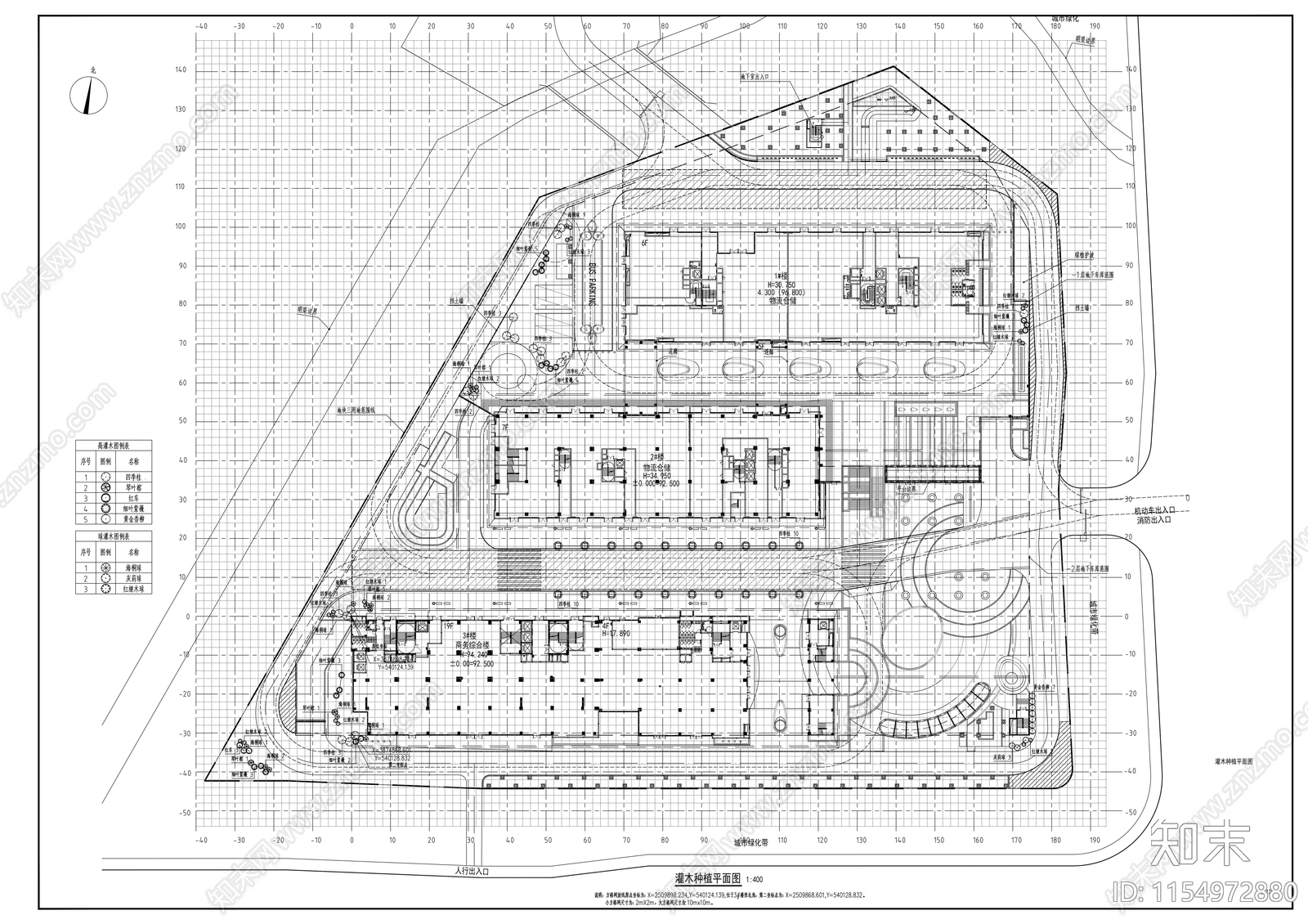 产业物流园厂房绿化种植设计cad施工图下载【ID:1154972880】