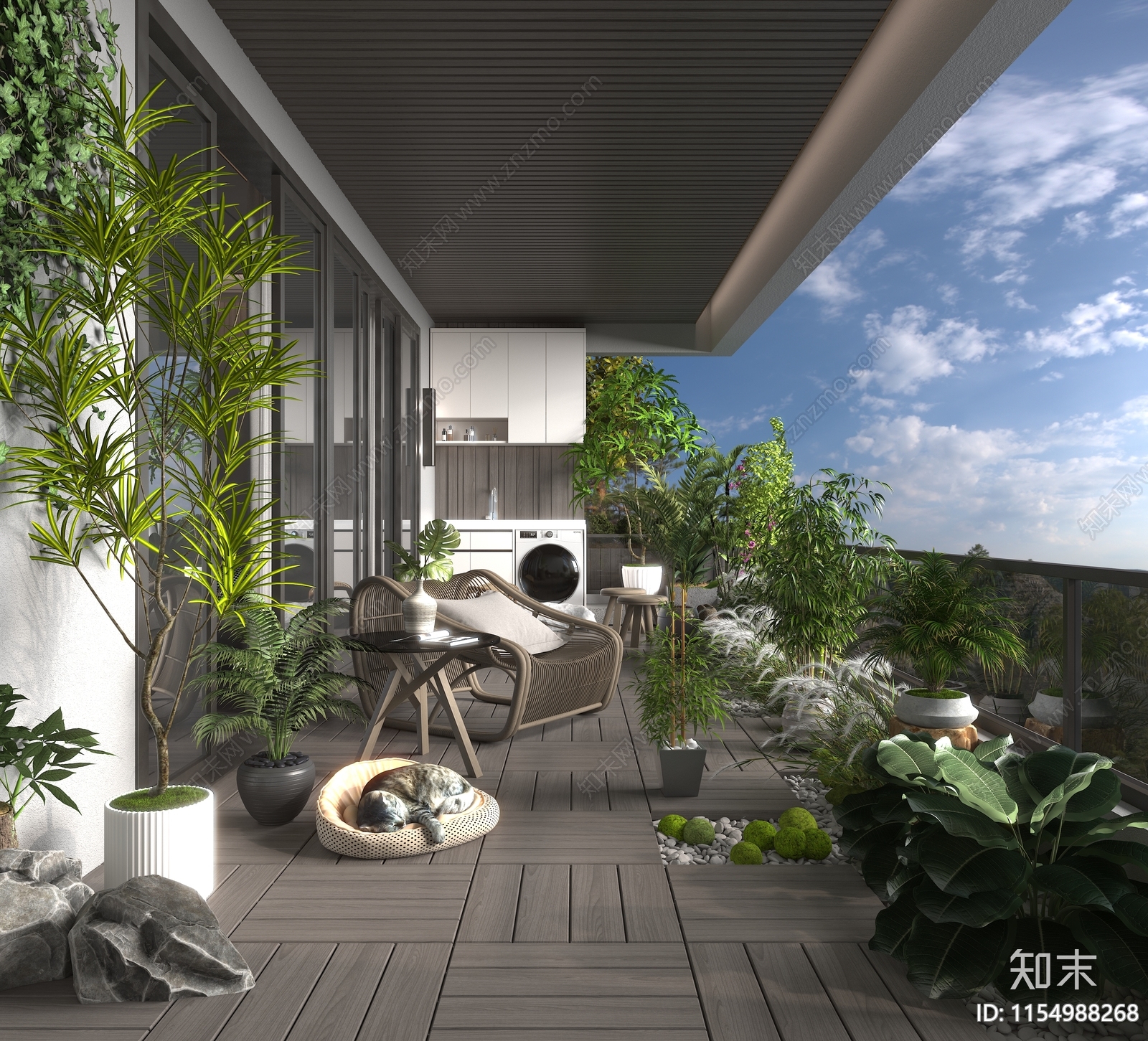 现代家居阳台3D模型下载【ID:1154988268】