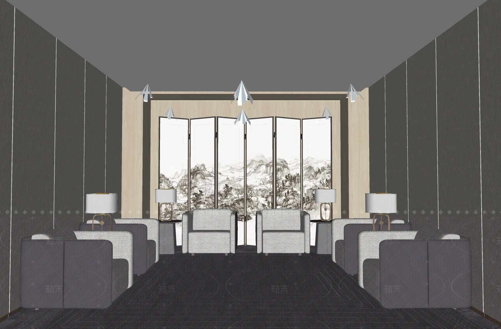 新中式接待室SU模型下载【ID:1215947256】