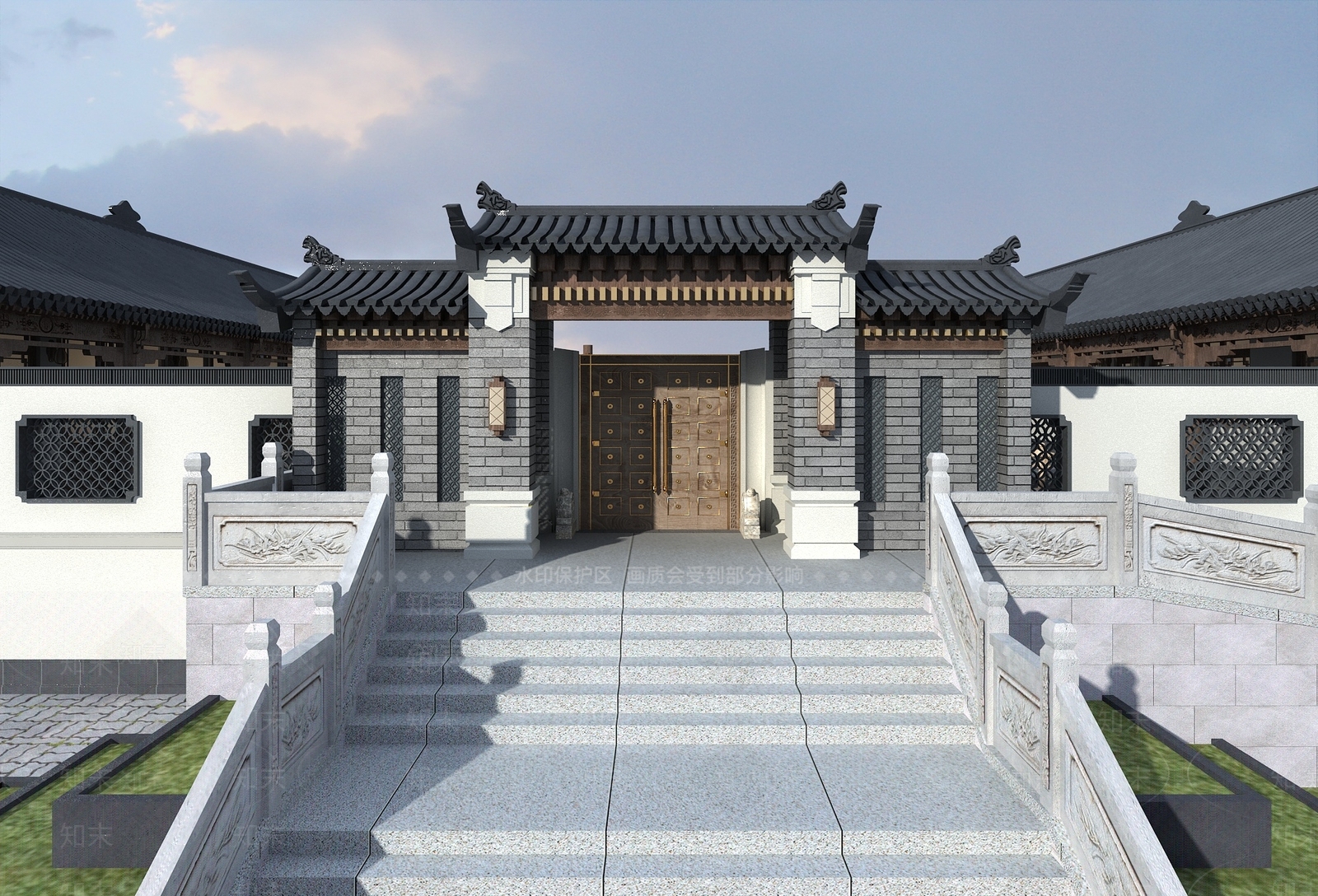 中式四合院庭院门3D模型下载【ID:1154976097】