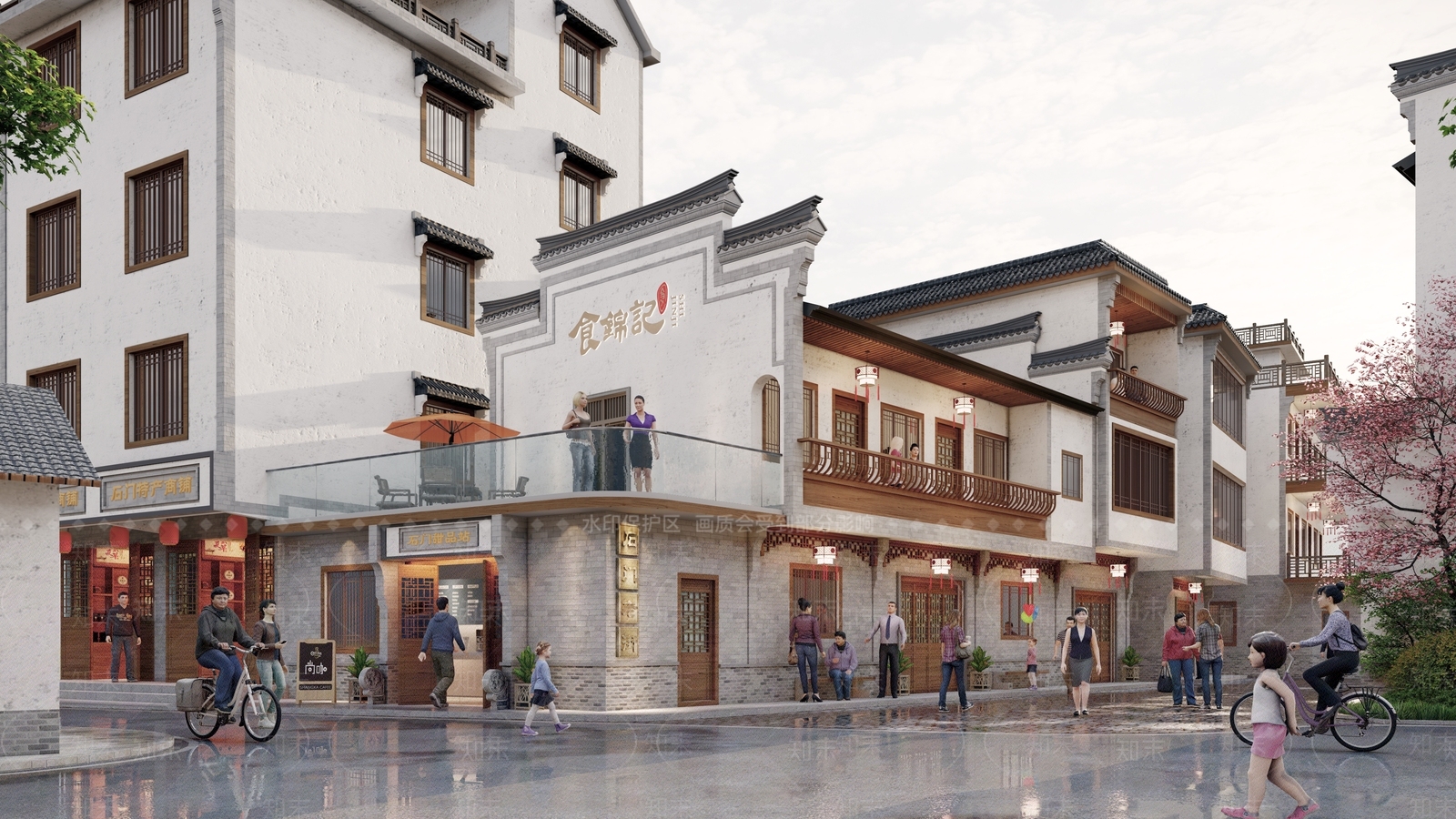 中式古镇商业文化街SU模型下载【ID:1154977656】