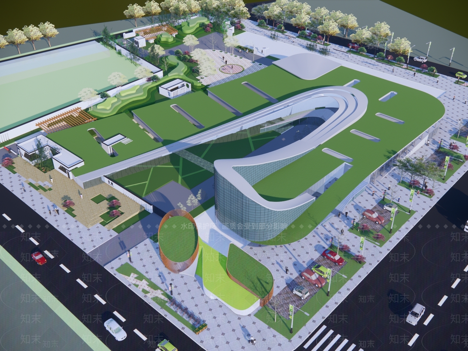 现代展览馆建筑SU模型下载【ID:1154978081】