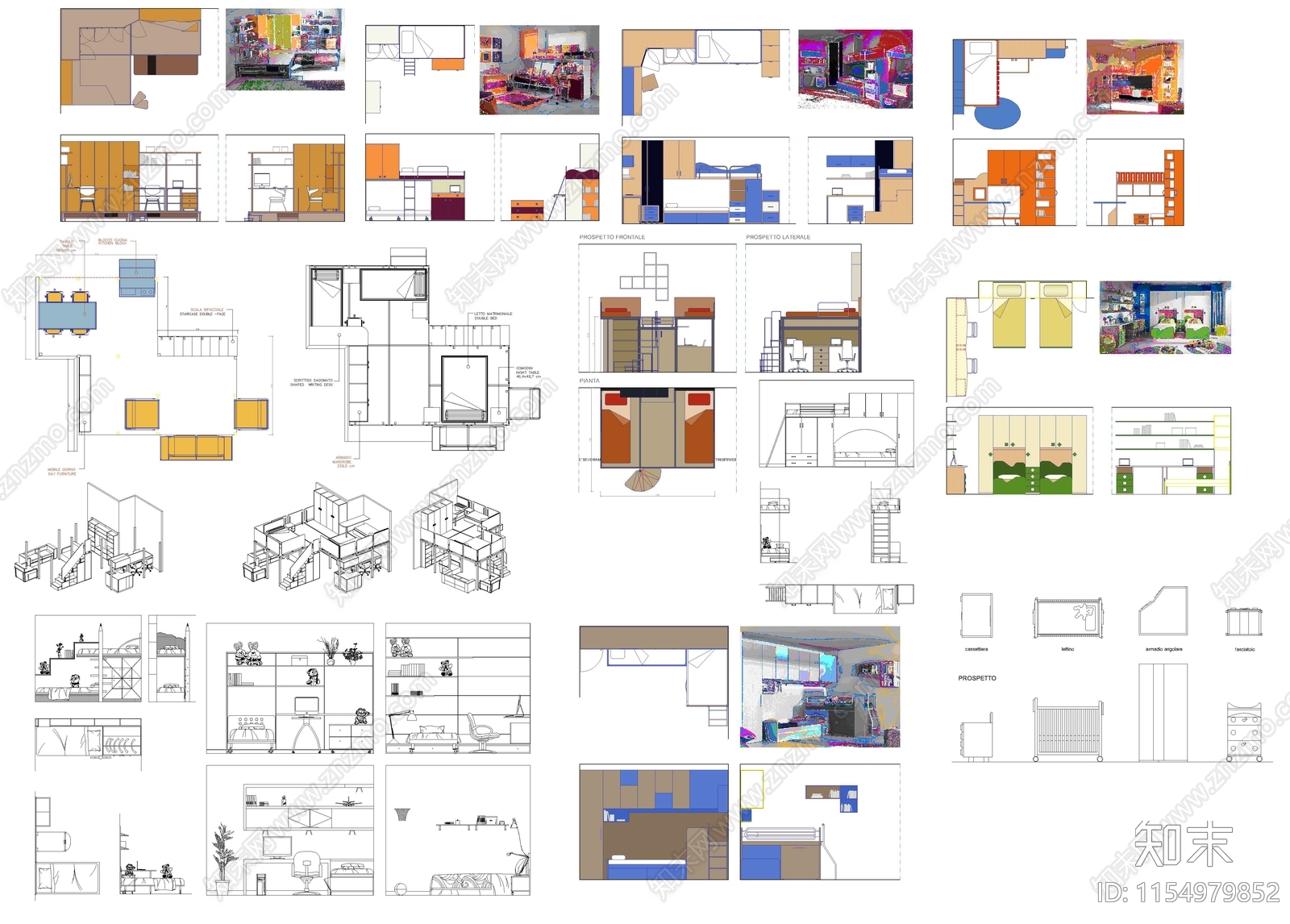 2024儿童房家具图库cad施工图下载【ID:1154979852】
