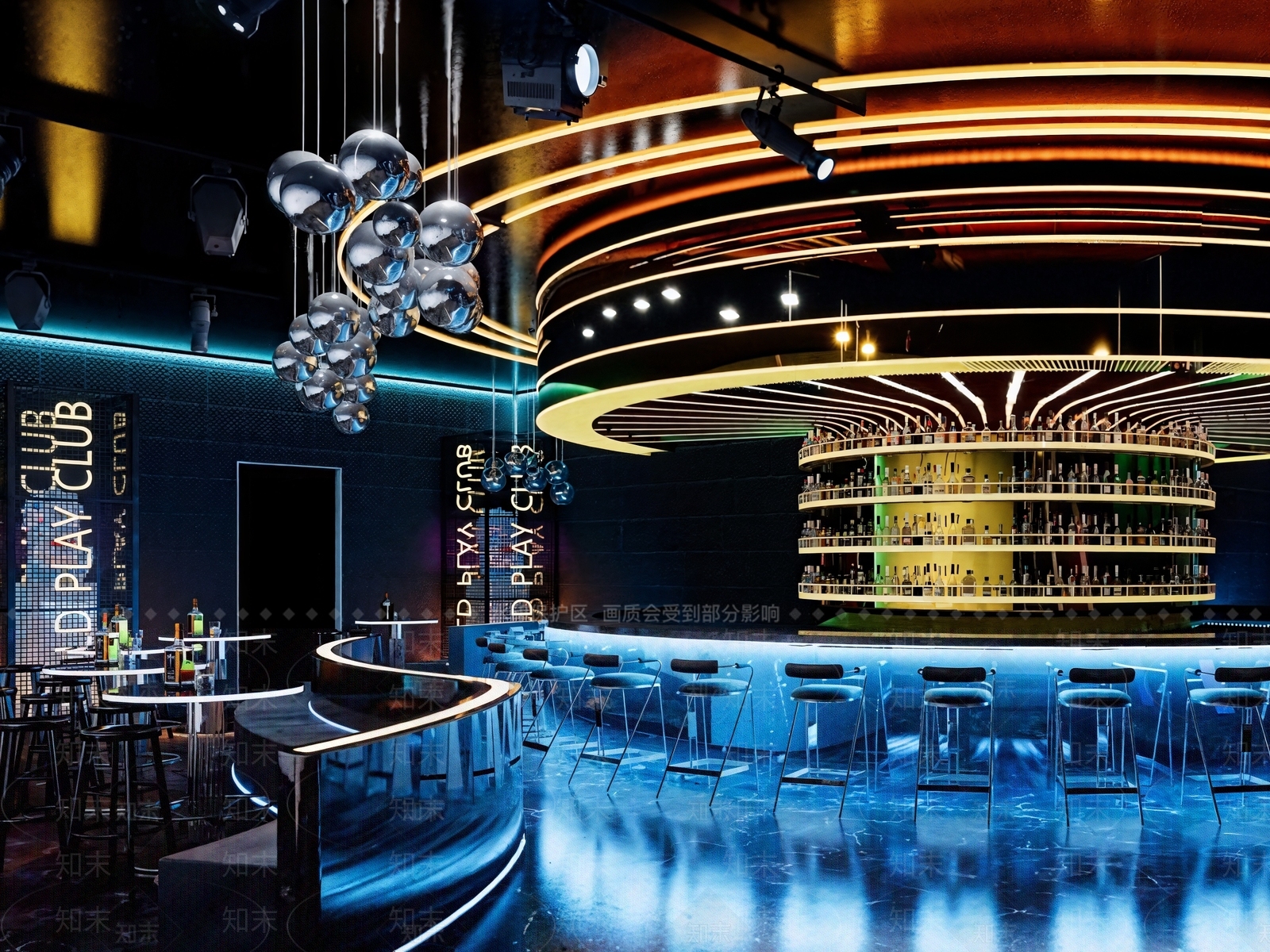 现代科幻感酒吧室内空间SU模型下载【ID:1154981343】
