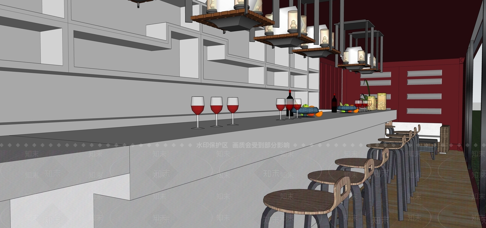 现代酒吧SU模型下载【ID:1154982972】