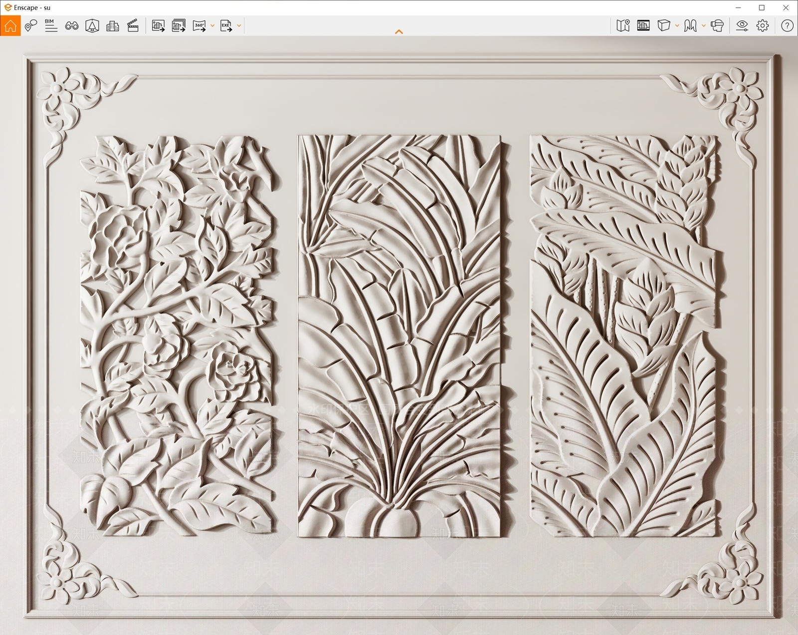 欧式石膏雕花SU模型下载【ID:1154984809】