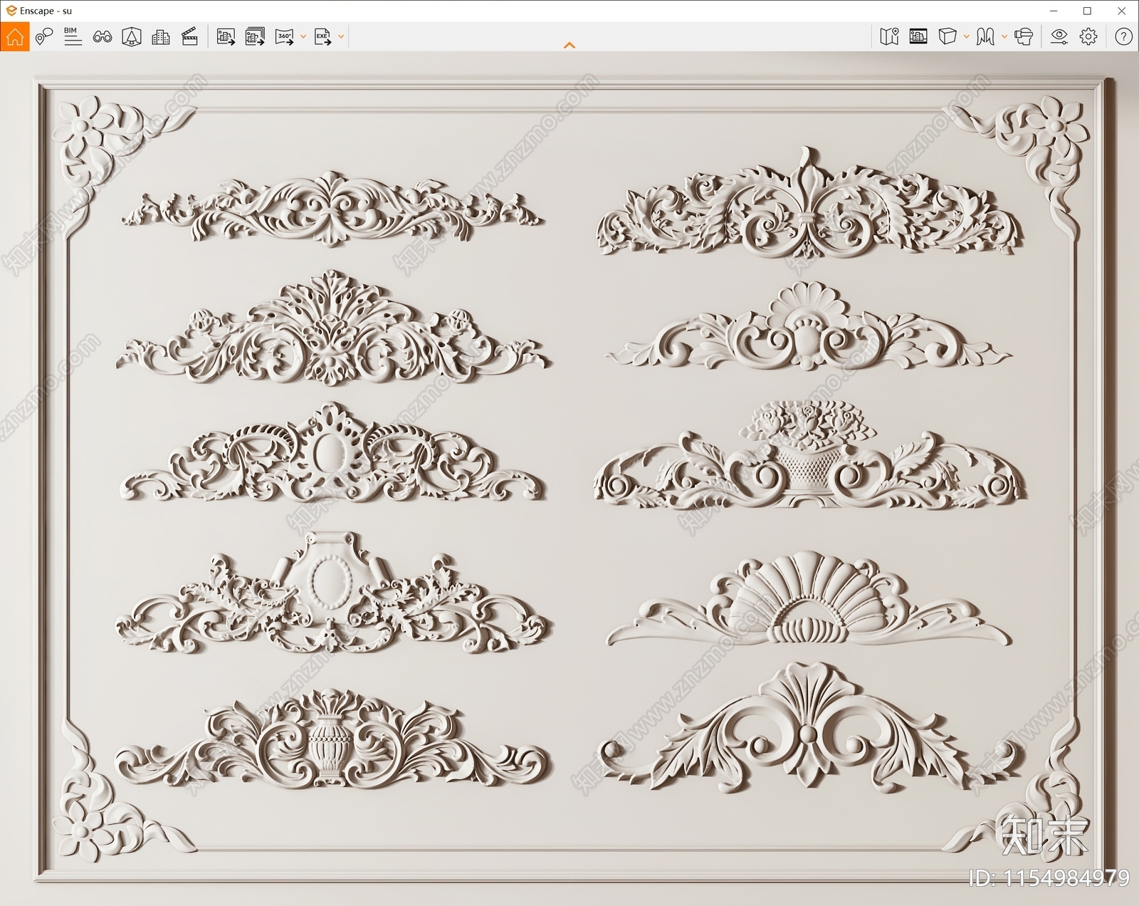 欧式石膏雕花SU模型下载【ID:1154984979】