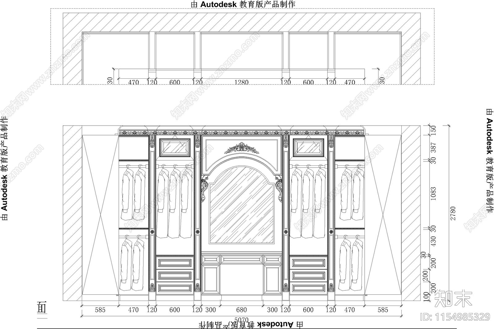 法式欧式全屋定制家具护墙板餐边橱柜吧台衣帽间深化图纸施工图下载【ID:1154985329】