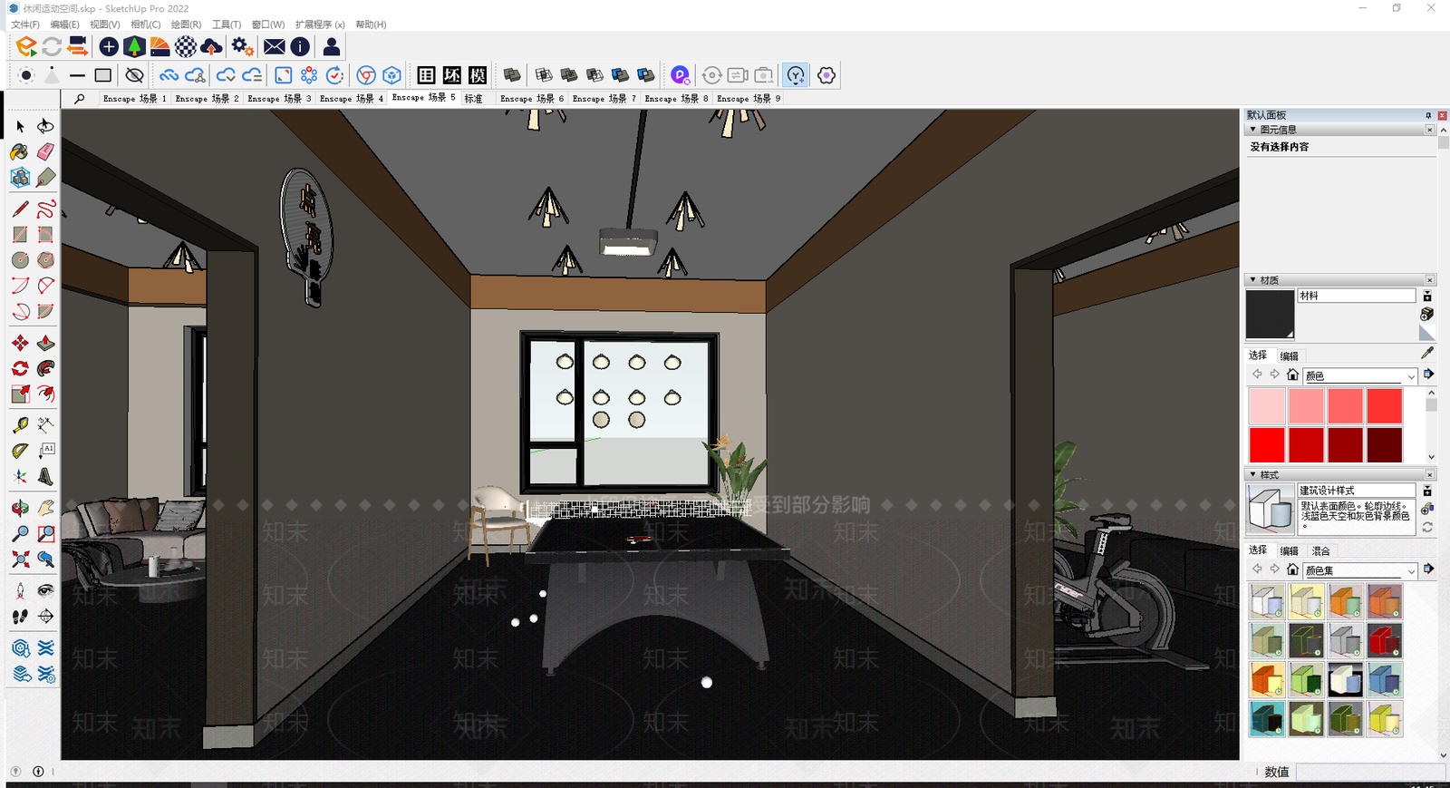 现代乒乓球室SU模型下载【ID:1154985335】