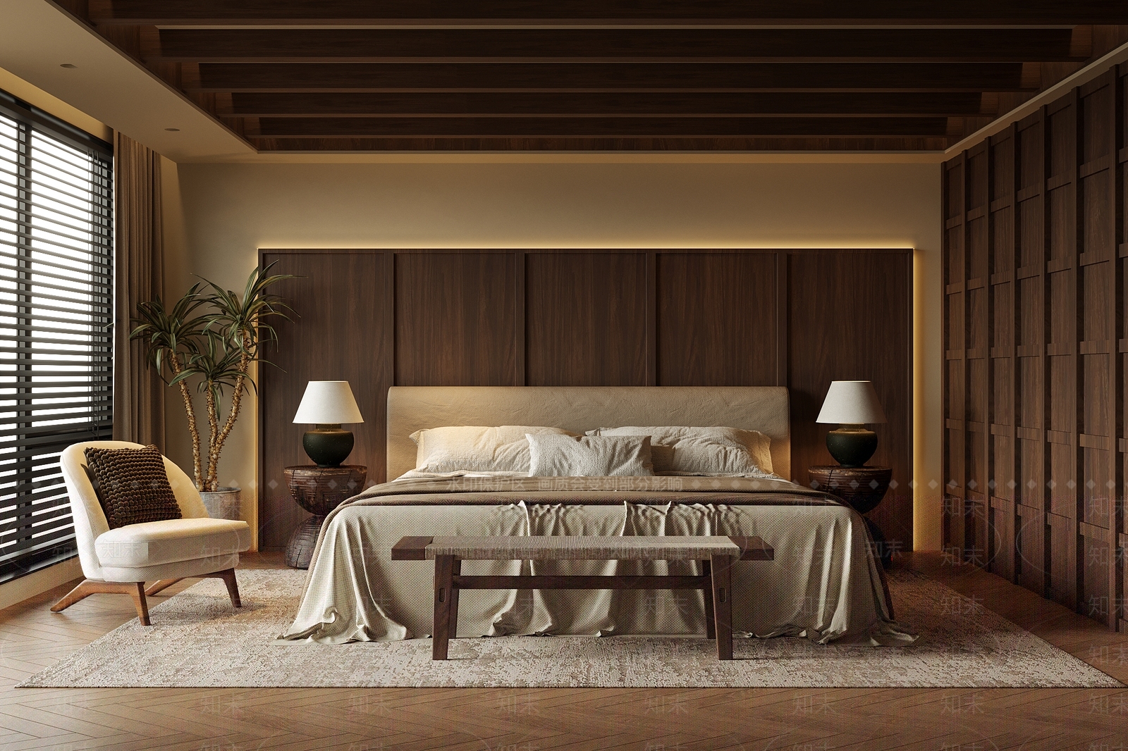 侘寂中古风卧室3D模型下载【ID:1154985734】