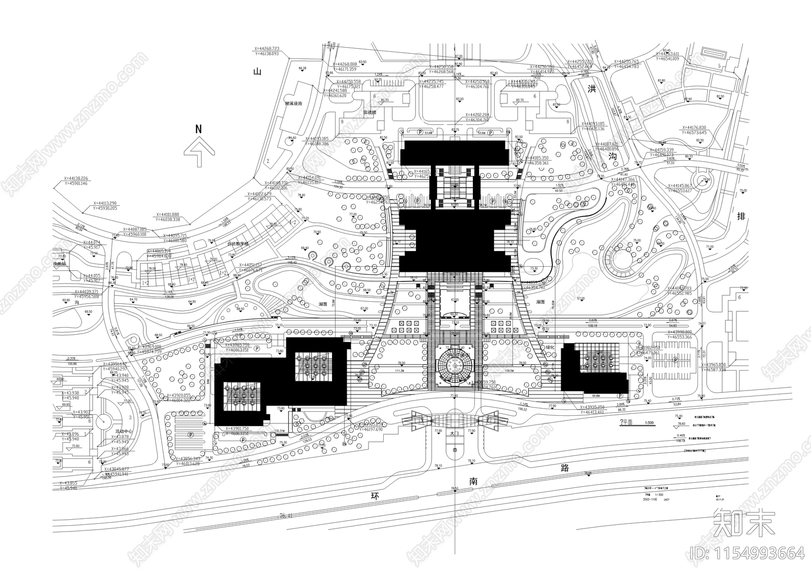某大学广场建cad施工图下载【ID:1154993664】