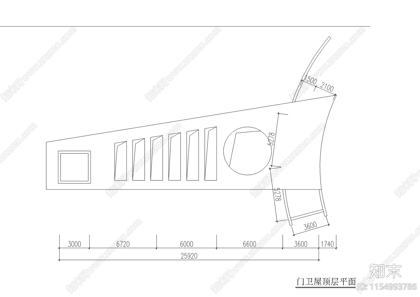 学校门卫室cad施工图下载【ID:1154993786】