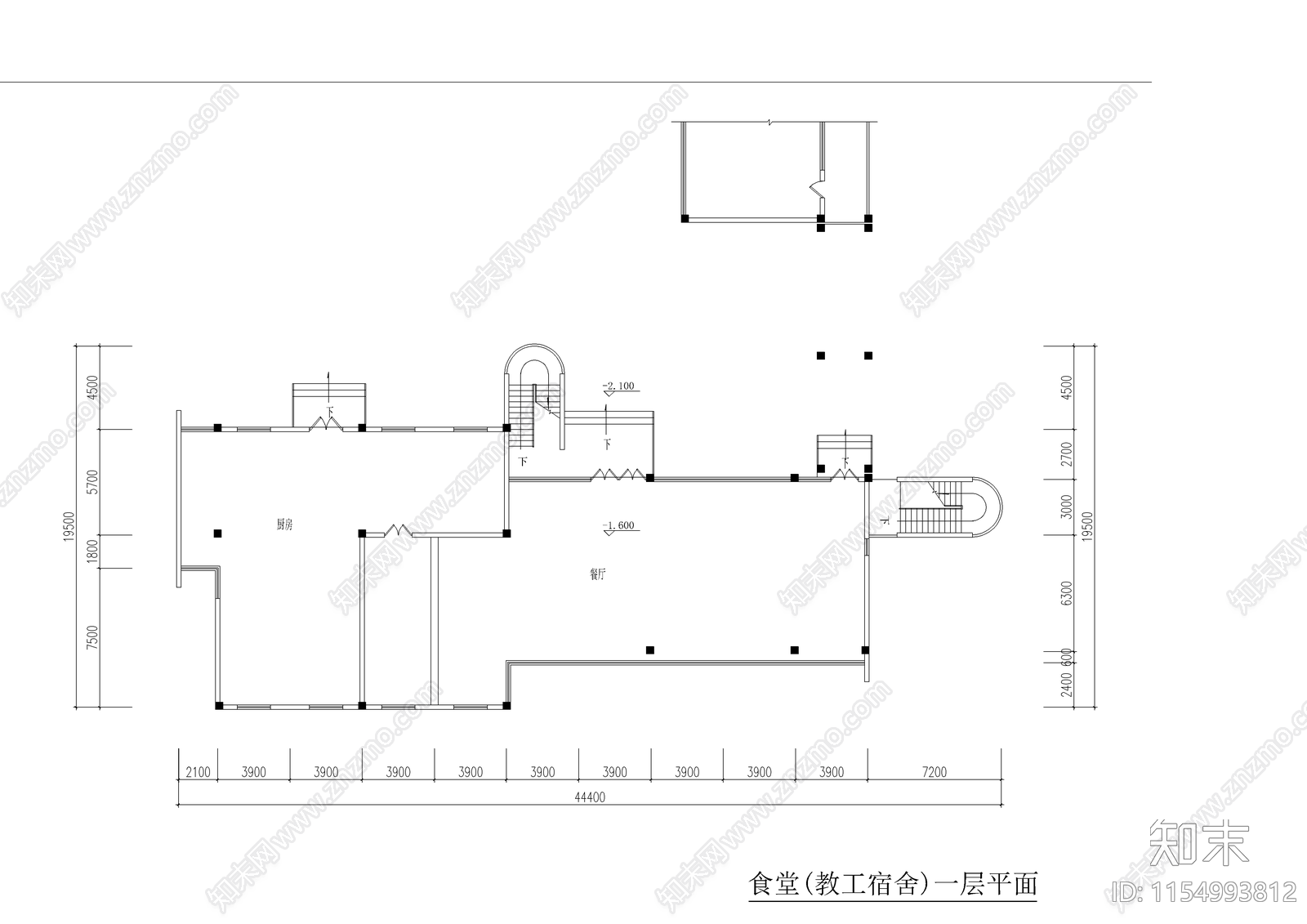 学校食堂教工宿舍cad施工图下载【ID:1154993812】