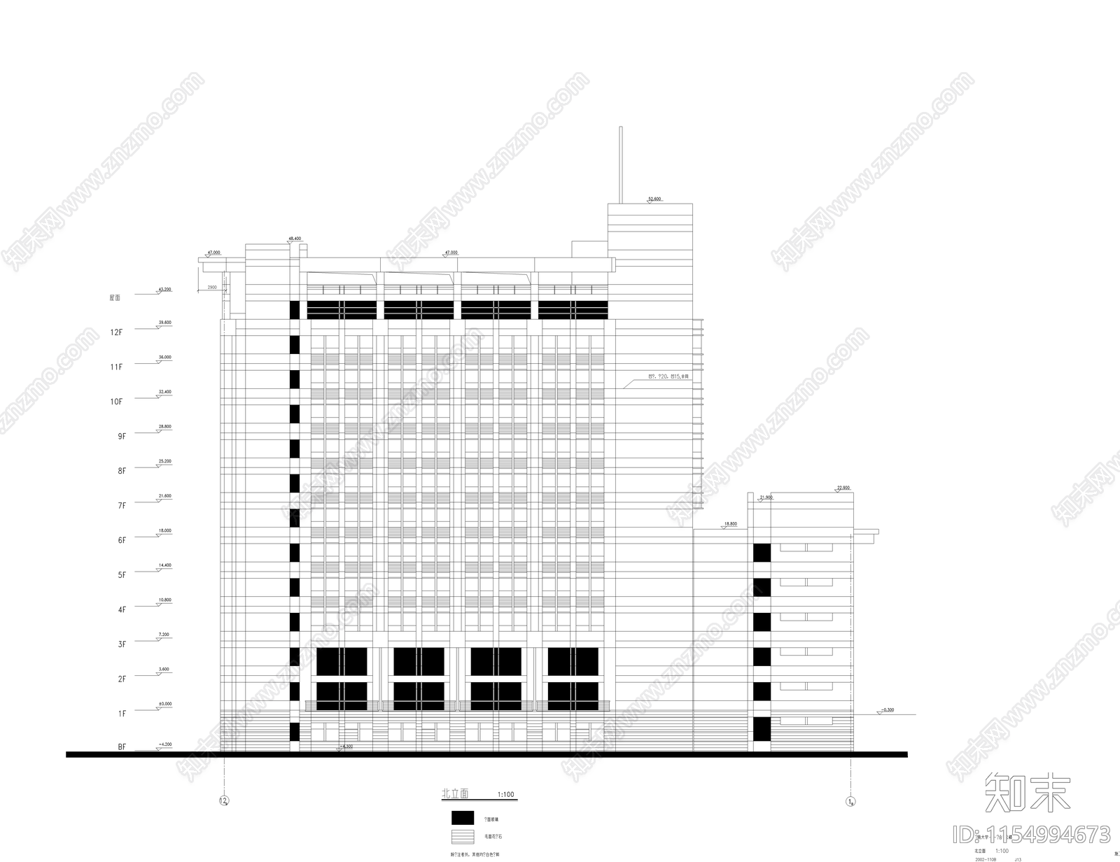 大学行政楼建筑cad施工图下载【ID:1154994673】