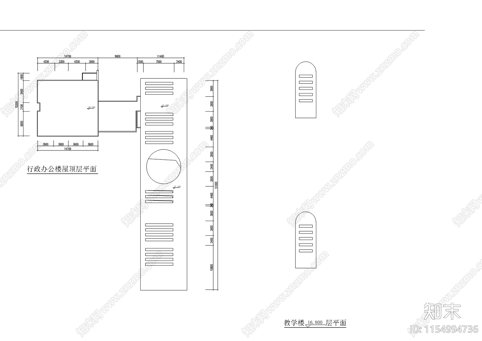 小学行政教学楼cad施工图下载【ID:1154994736】