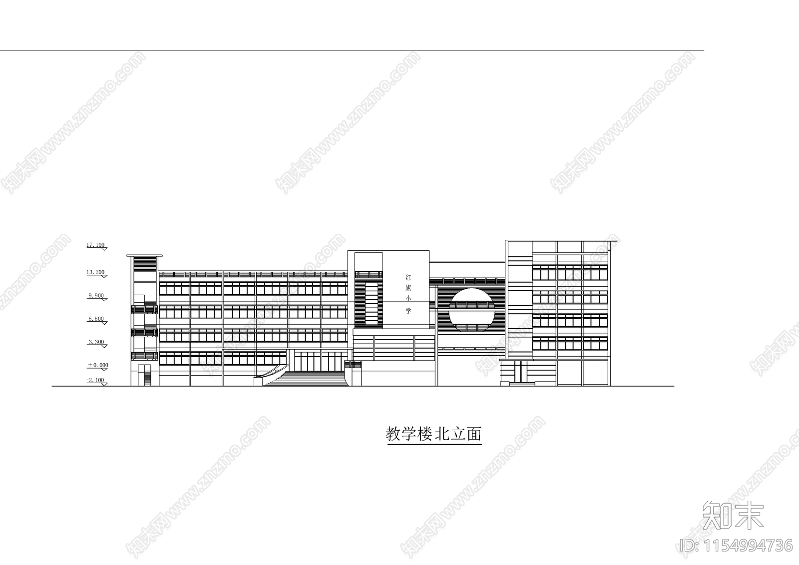 小学行政教学楼cad施工图下载【ID:1154994736】