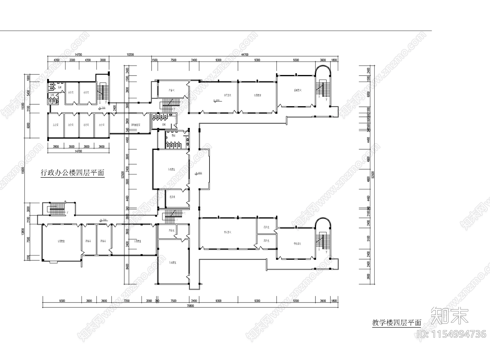 小学行政教学楼cad施工图下载【ID:1154994736】